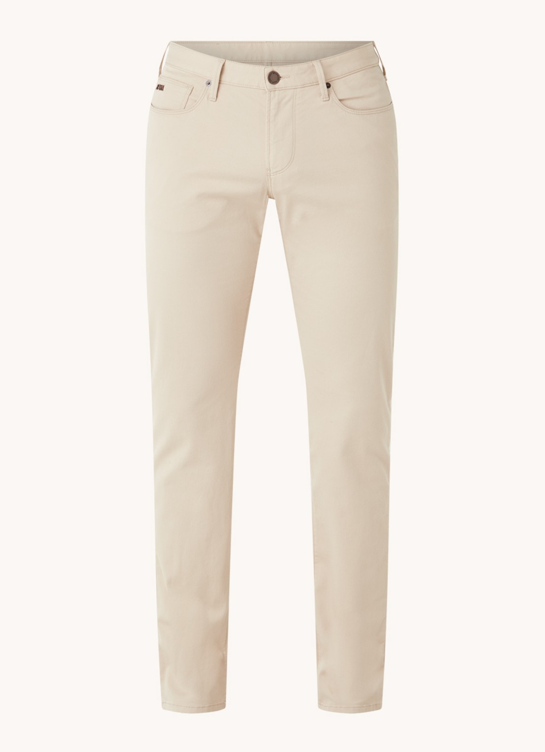 Armani Slim fit jeans met stretch en gekleurde wassing - voorkant beige