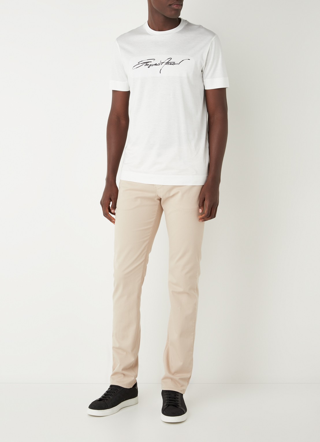 Armani Slim fit jeans met stretch en gekleurde wassing - voorkant 2 beige