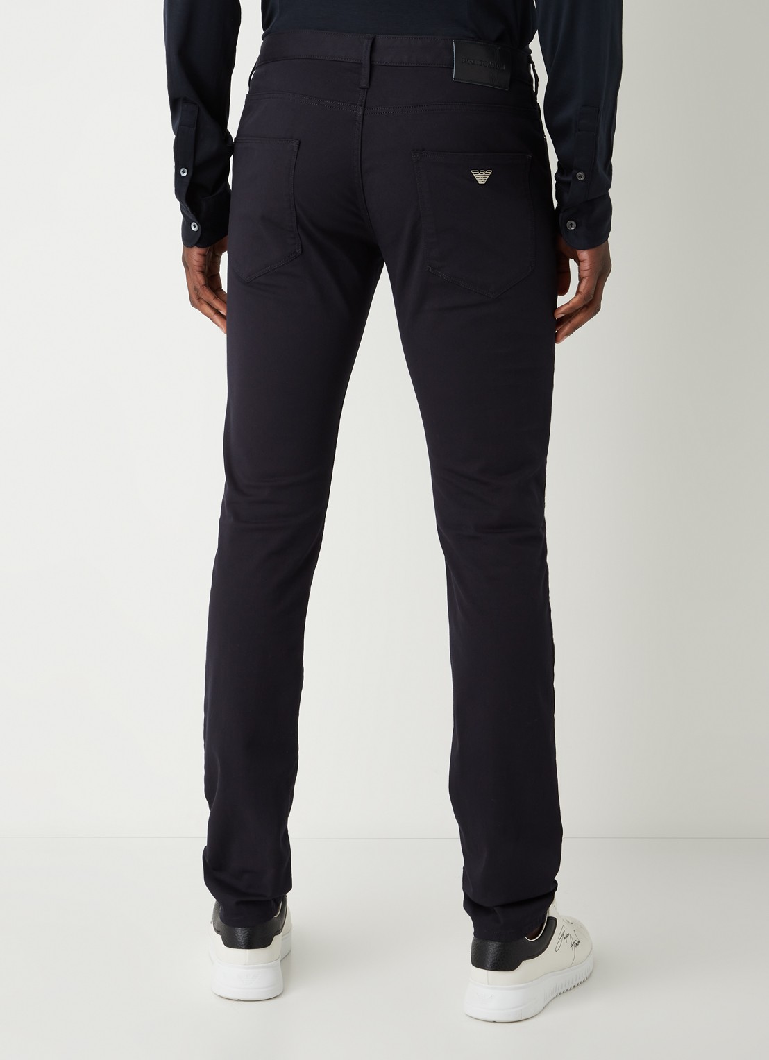 Armani Slim fit jeans met stretch en gekleurde wassing - achterkant 5 donkerblauw