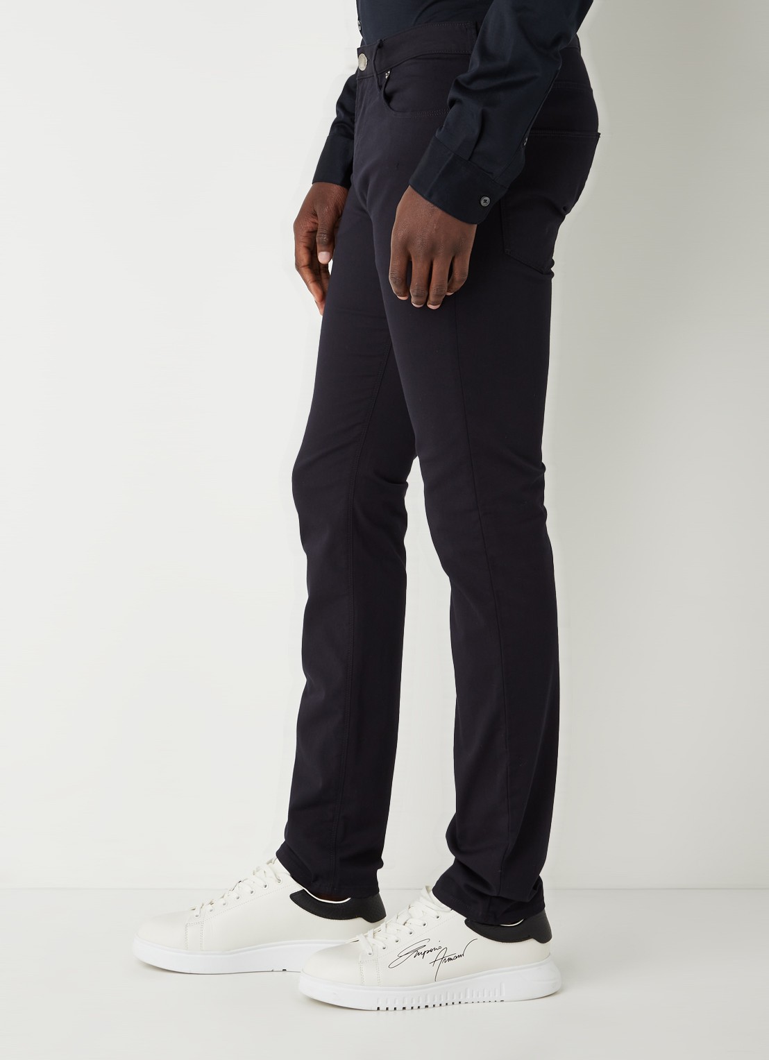 Armani Slim fit jeans met stretch en gekleurde wassing - detail 4 donkerblauw
