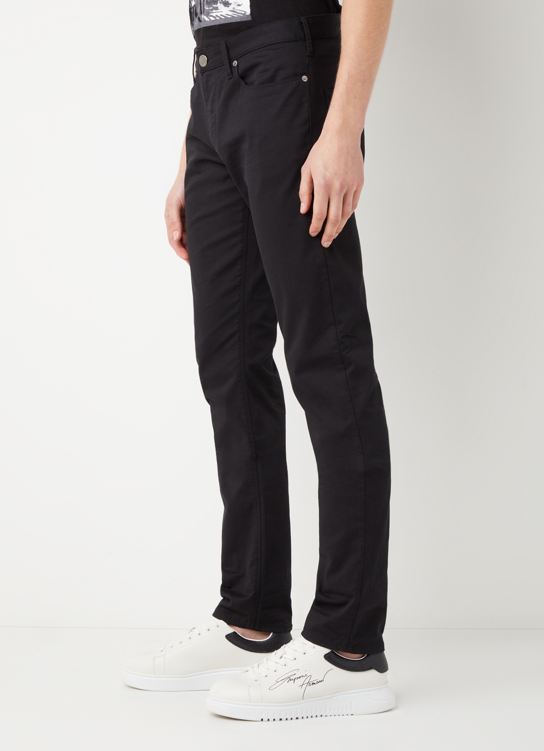 Armani Slim fit jeans met stretch en gekleurde wassing - detail 3 zwart