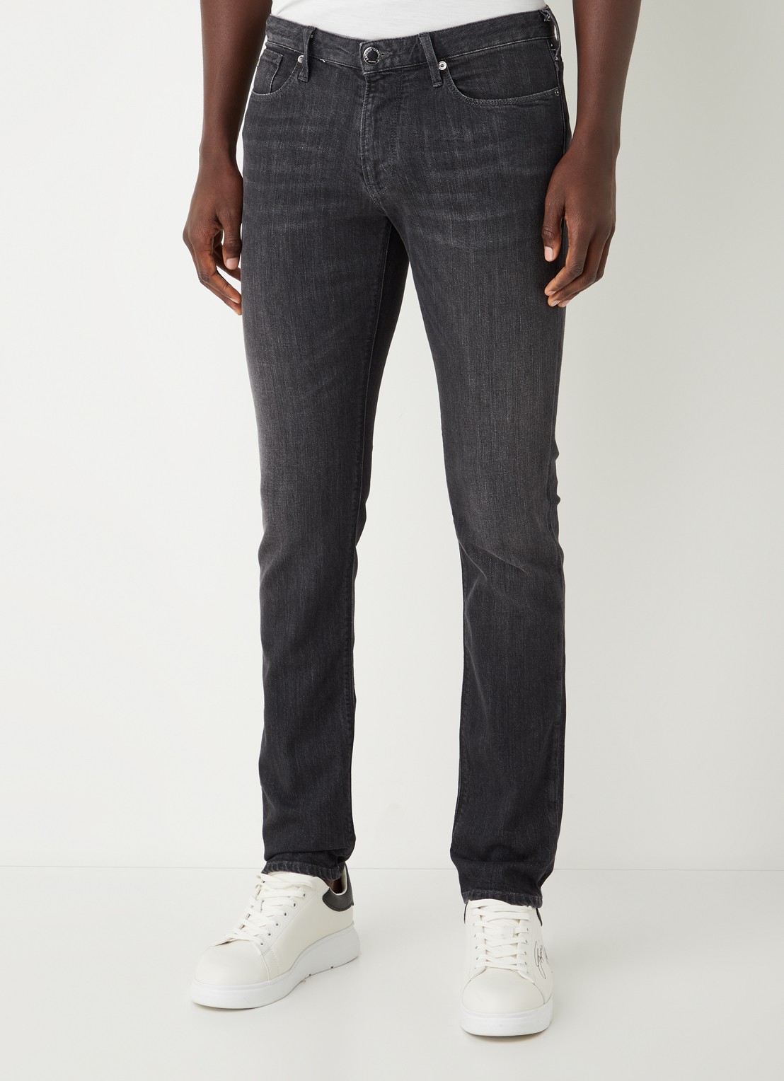 Armani Slim fit jeans met stretch - detail 3 antraciet