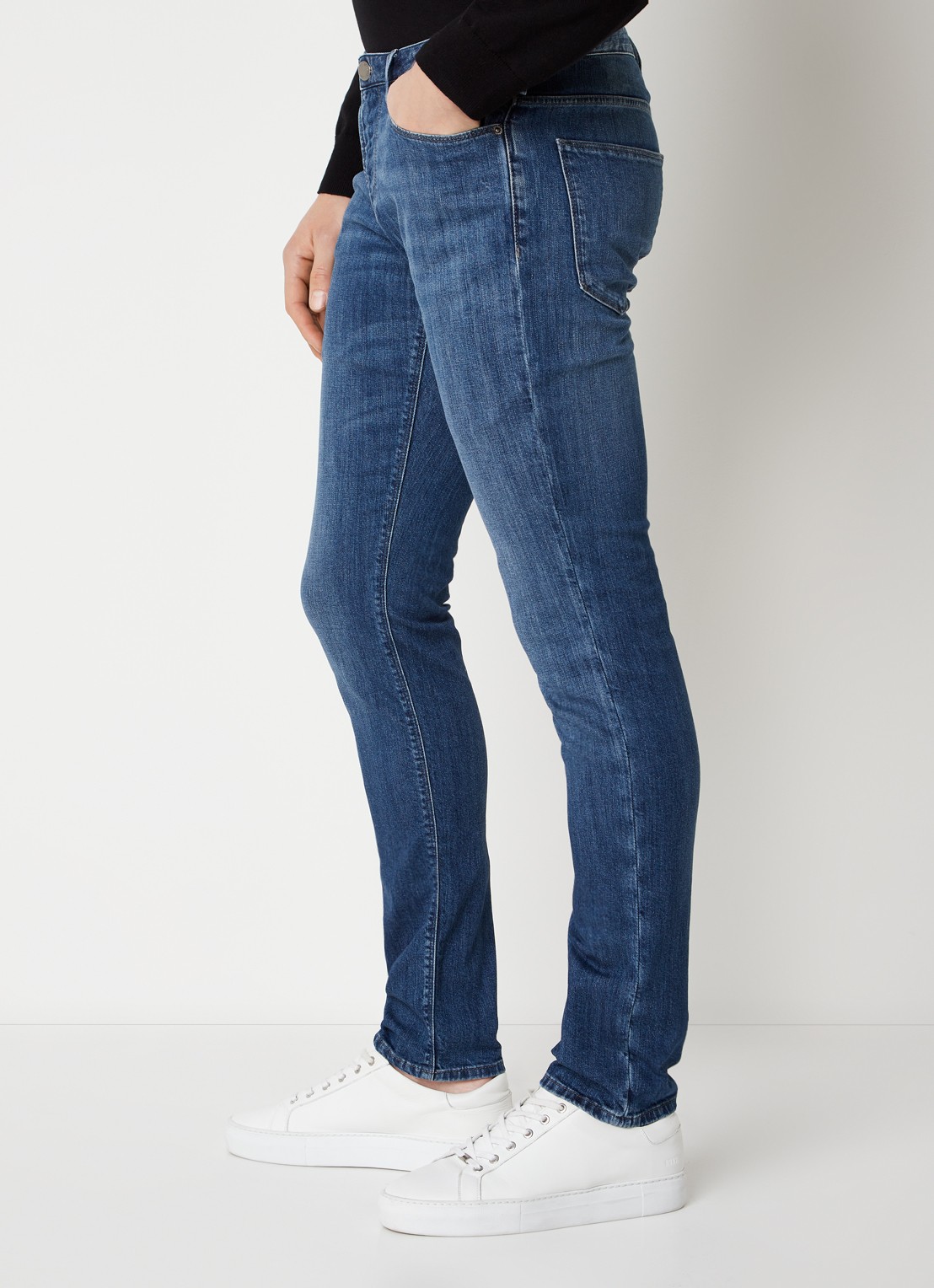 Armani Slim fit jeans met stretch - detail 5 donkerblauw