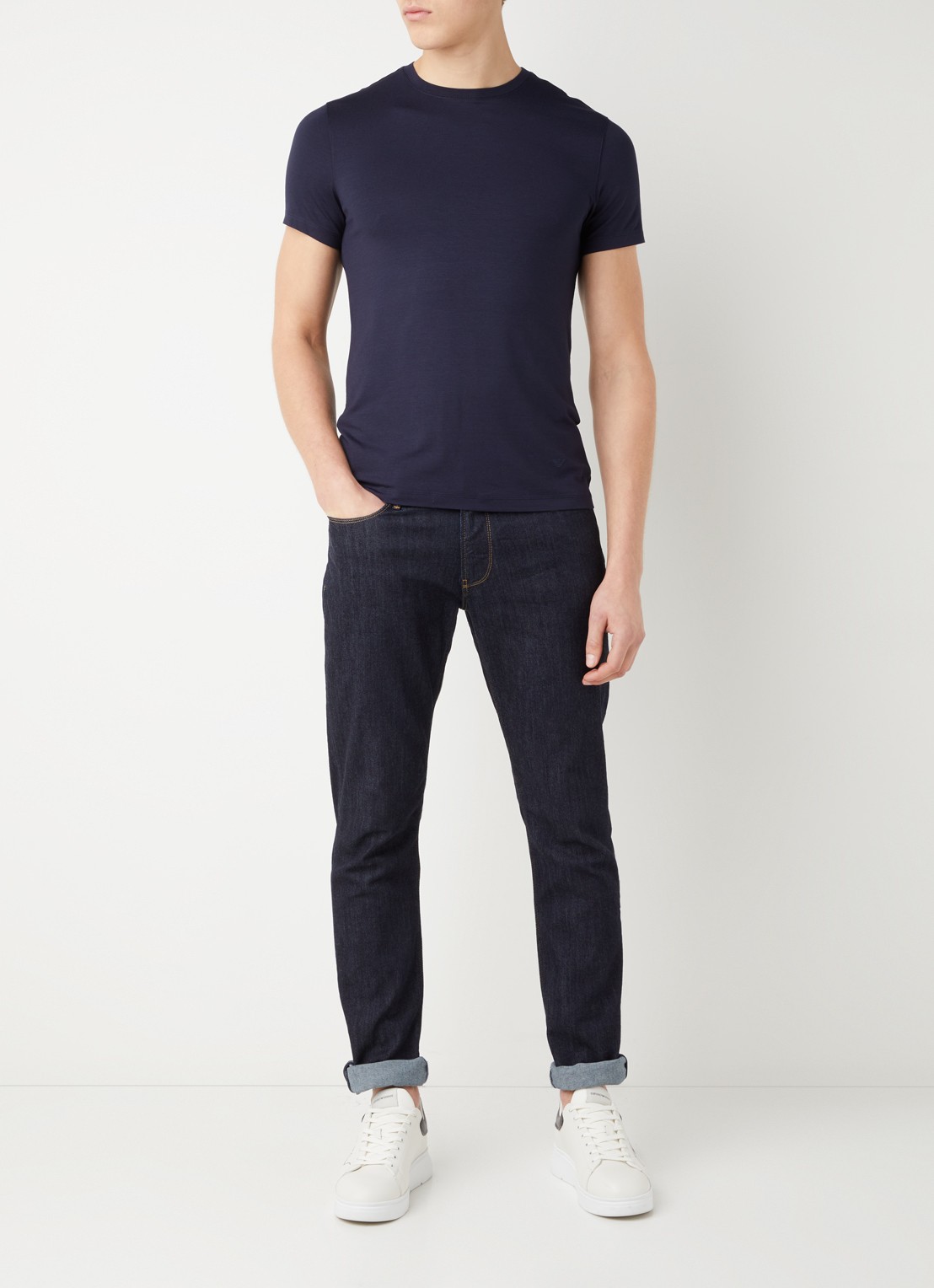 Armani Slim fit jeans met stretch - voorkant 3 indigo