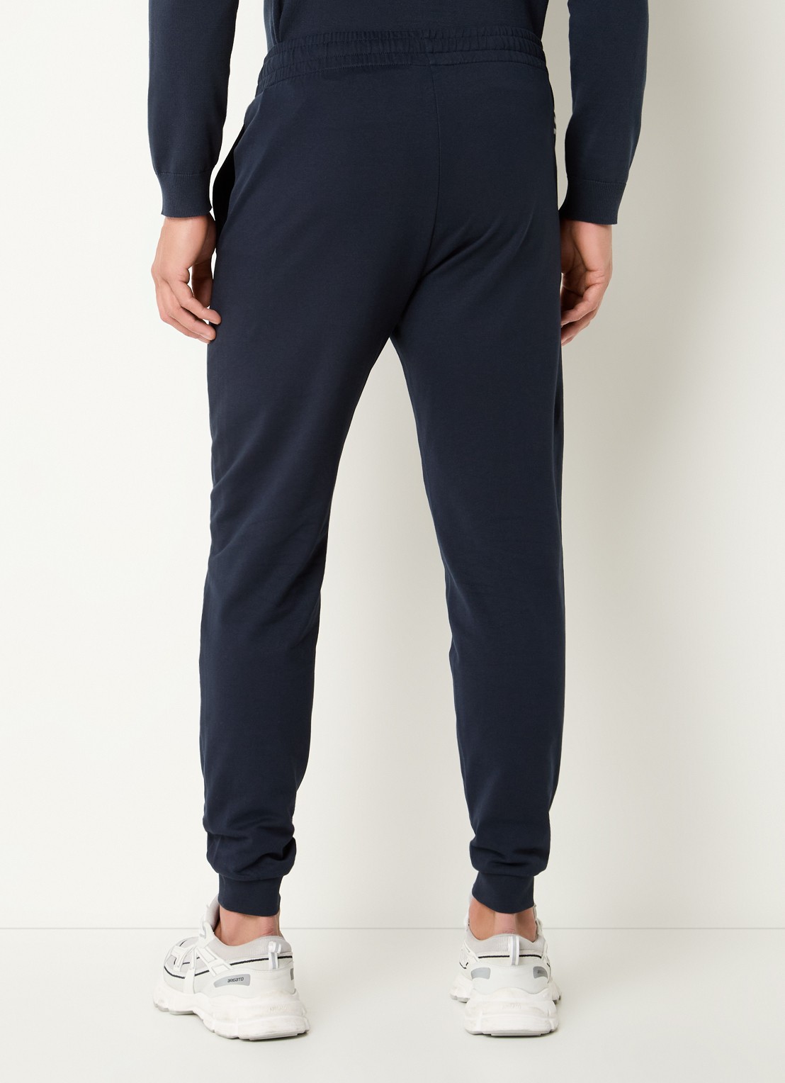 Armani Slim fit joggingbroek met logo en steekzakken - achterkant donkerblauw