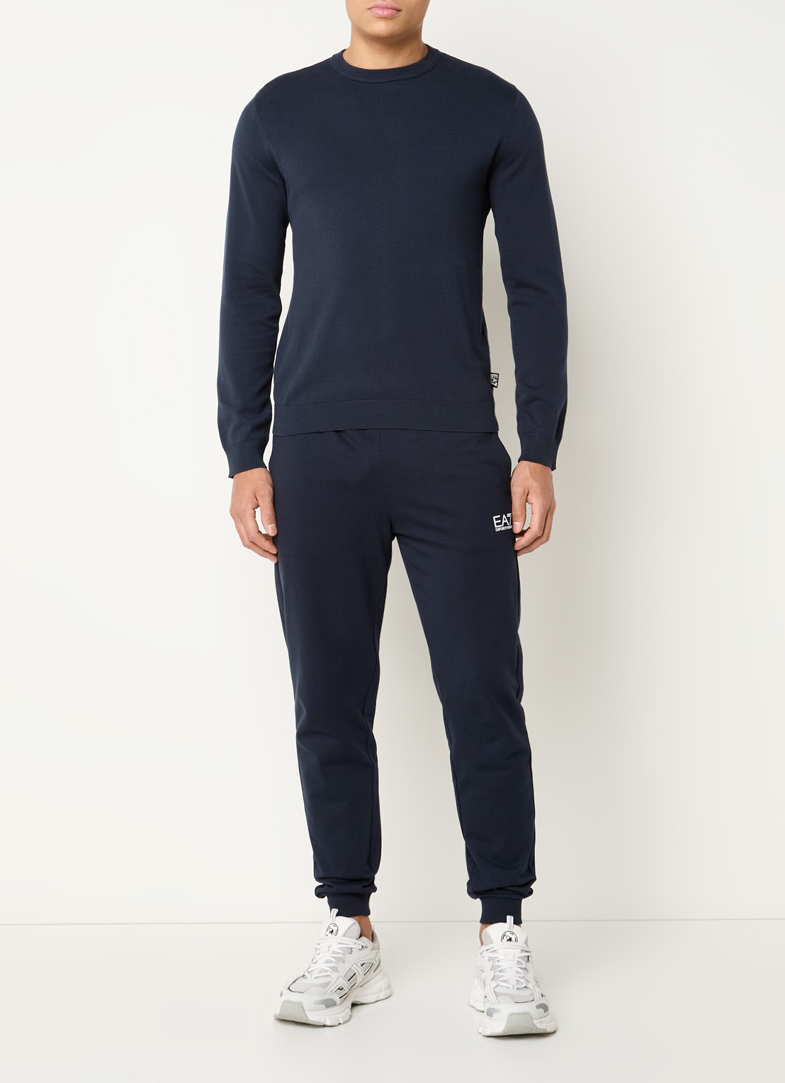 Armani Slim fit joggingbroek met logo en steekzakken - voorkant 5 donkerblauw
