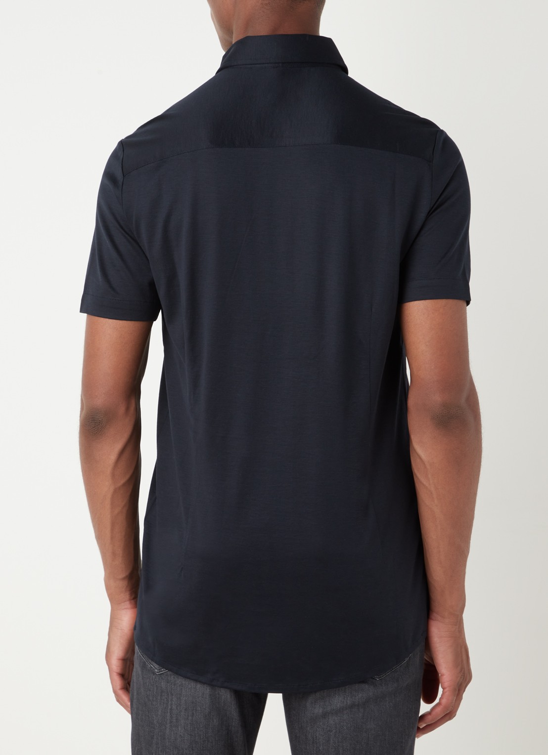 Armani Slim fit overhemd in lyocellblend - achterkant donkerblauw
