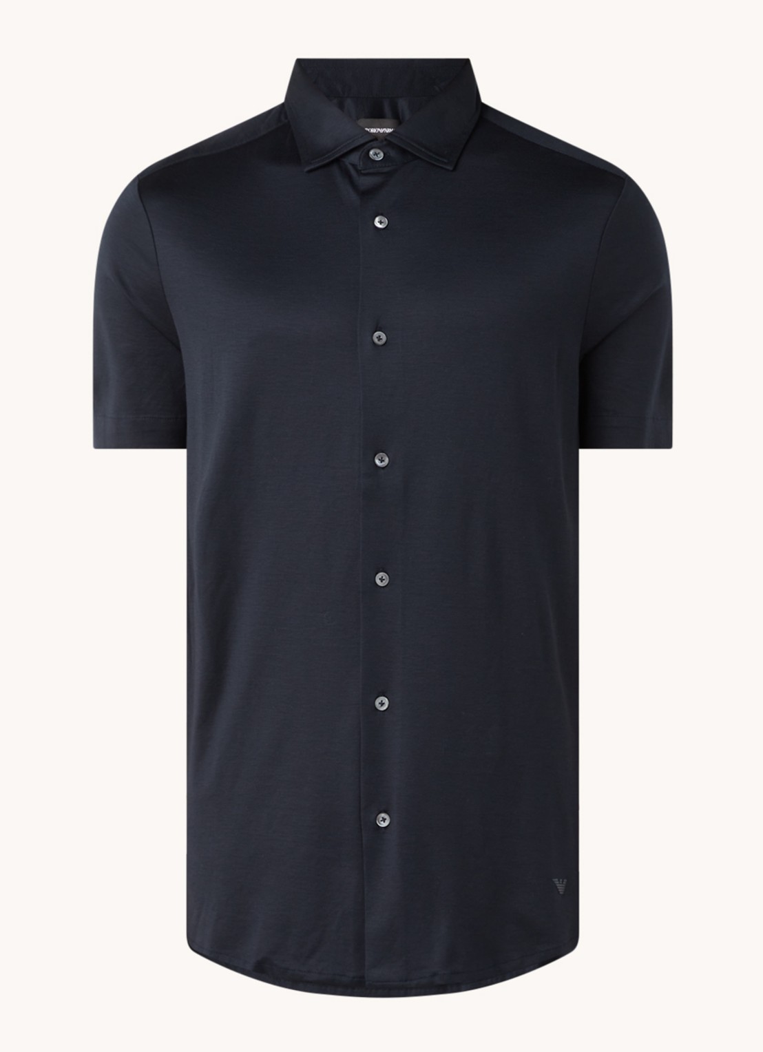 Armani Slim fit overhemd in lyocellblend - voorkant 2 donkerblauw