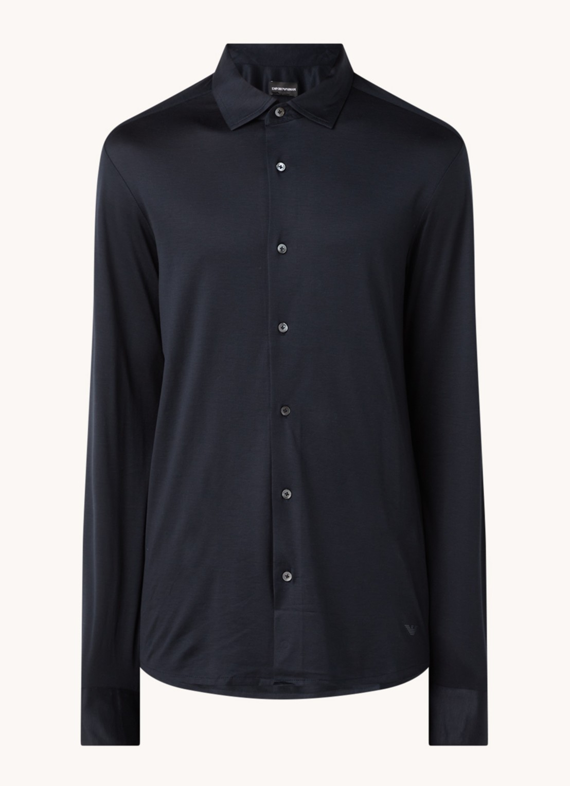 Armani Slim fit overhemd in lyocellblend - voorkant donkerblauw