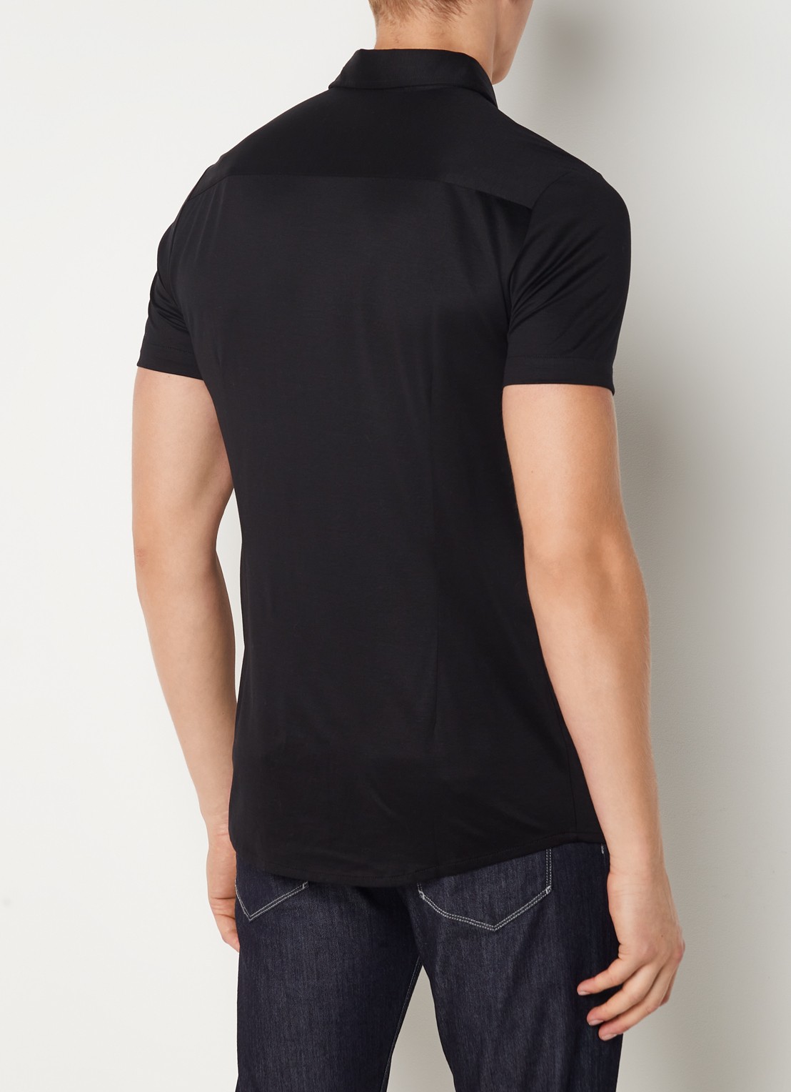 Armani Slim fit overhemd in lyocellblend - achterkant 4 zwart