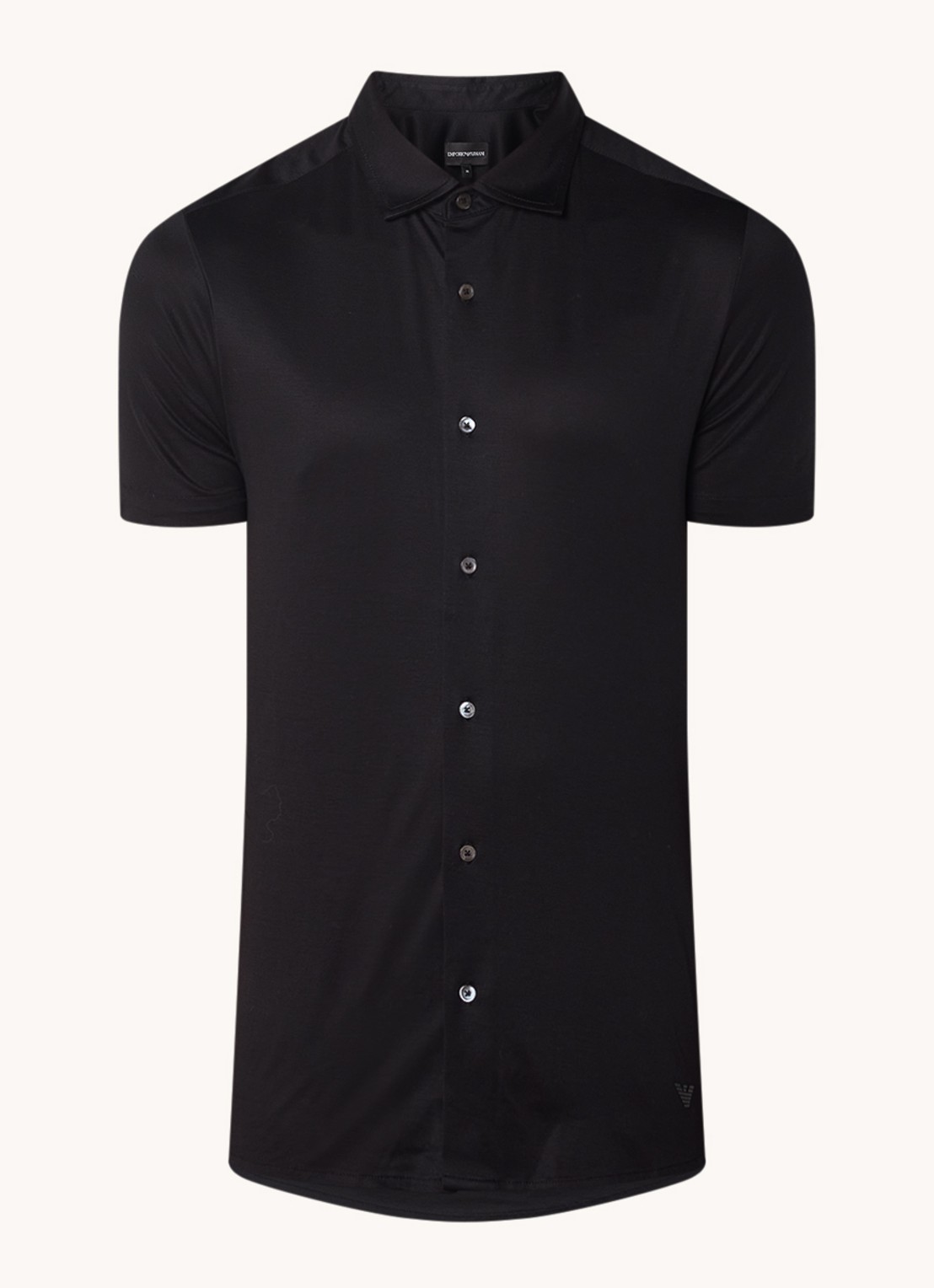 Armani Slim fit overhemd in lyocellblend - voorkant zwart