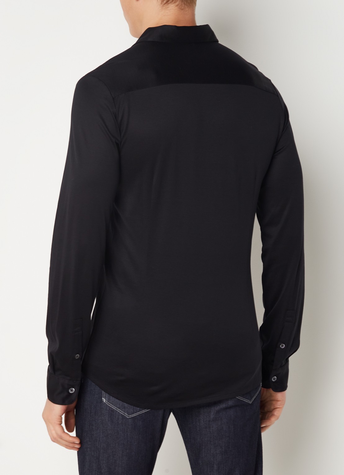 Armani Slim fit overhemd in lyocellblend - achterkant 4 zwart