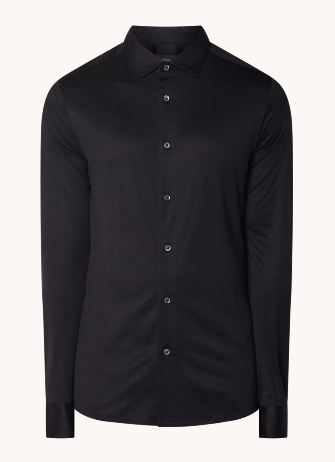 Armani Slim fit overhemd in lyocellblend - voorkant zwart