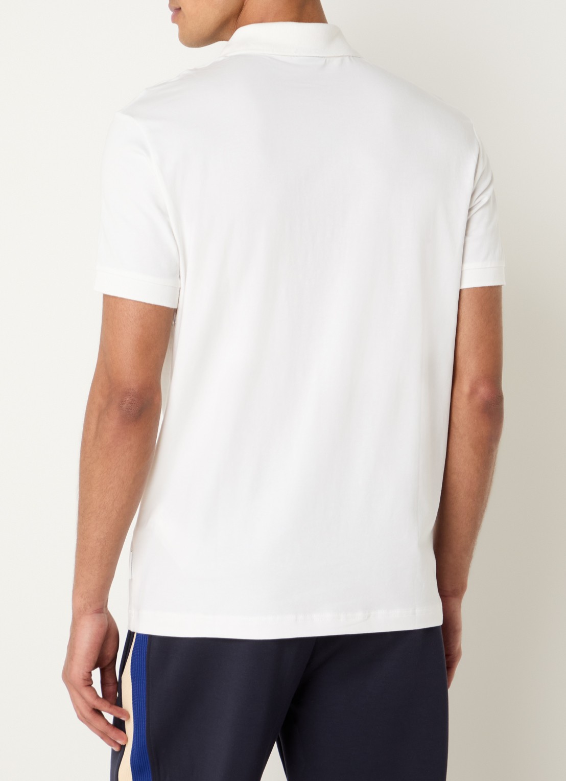 Armani Slim fit polo met 3D logo en halve rits - achterkant gebroken wit