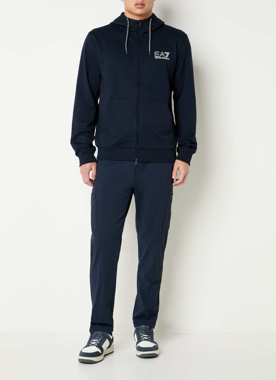 Armani Slim fit trackpants met steekzakken - voorkant 2 donkerblauw