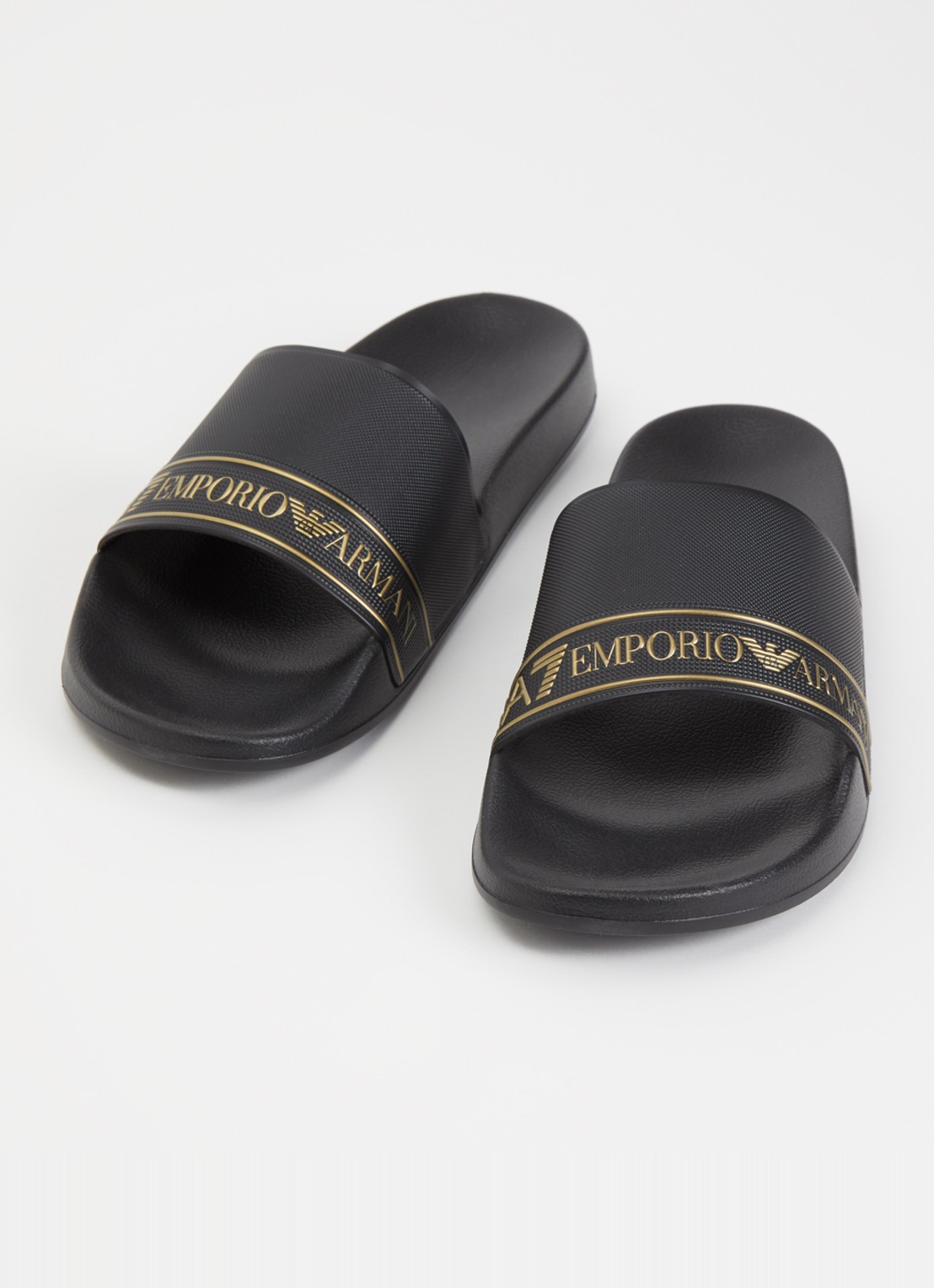 Armani Slipper met logo - detail zwart