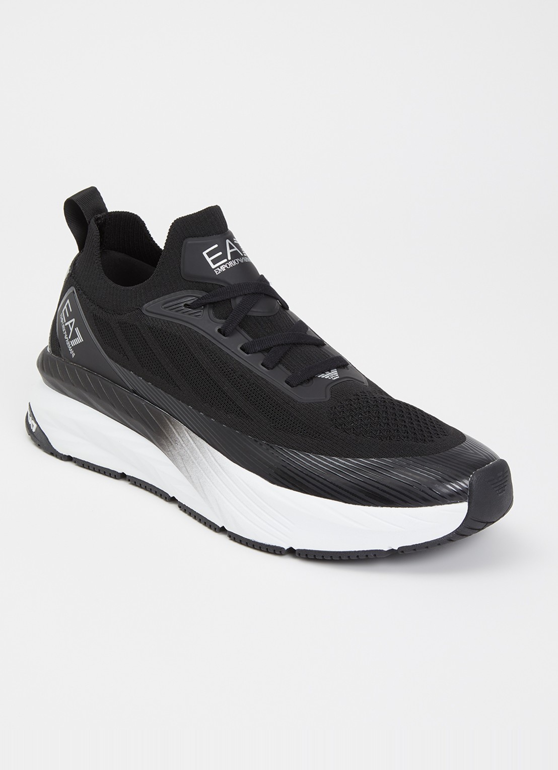 Armani Sneaker met gebreid bovenwerk - voorkant zwart