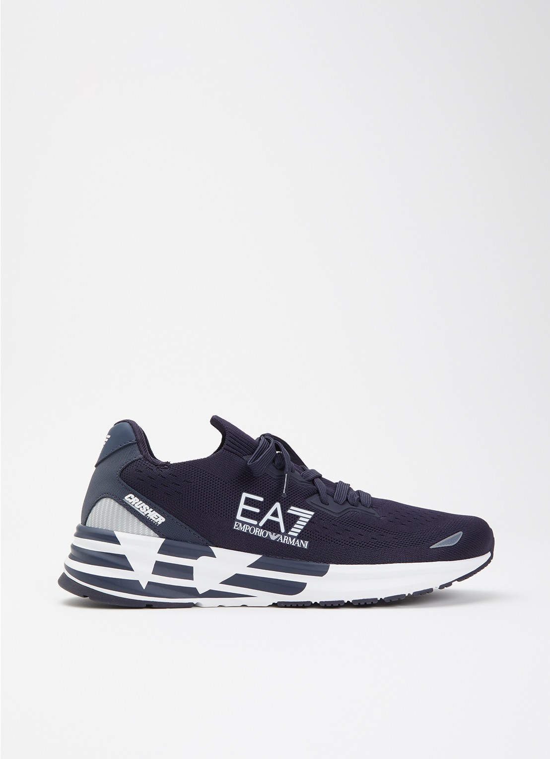 Armani Sneaker met gebreid bovenwerk - voorkant indigo