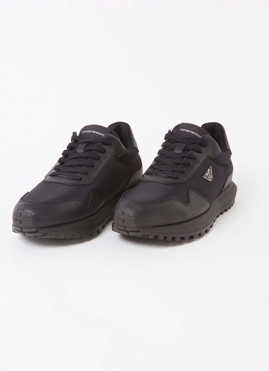 Armani Sneaker met kalfsleren details en logo - detail zwart