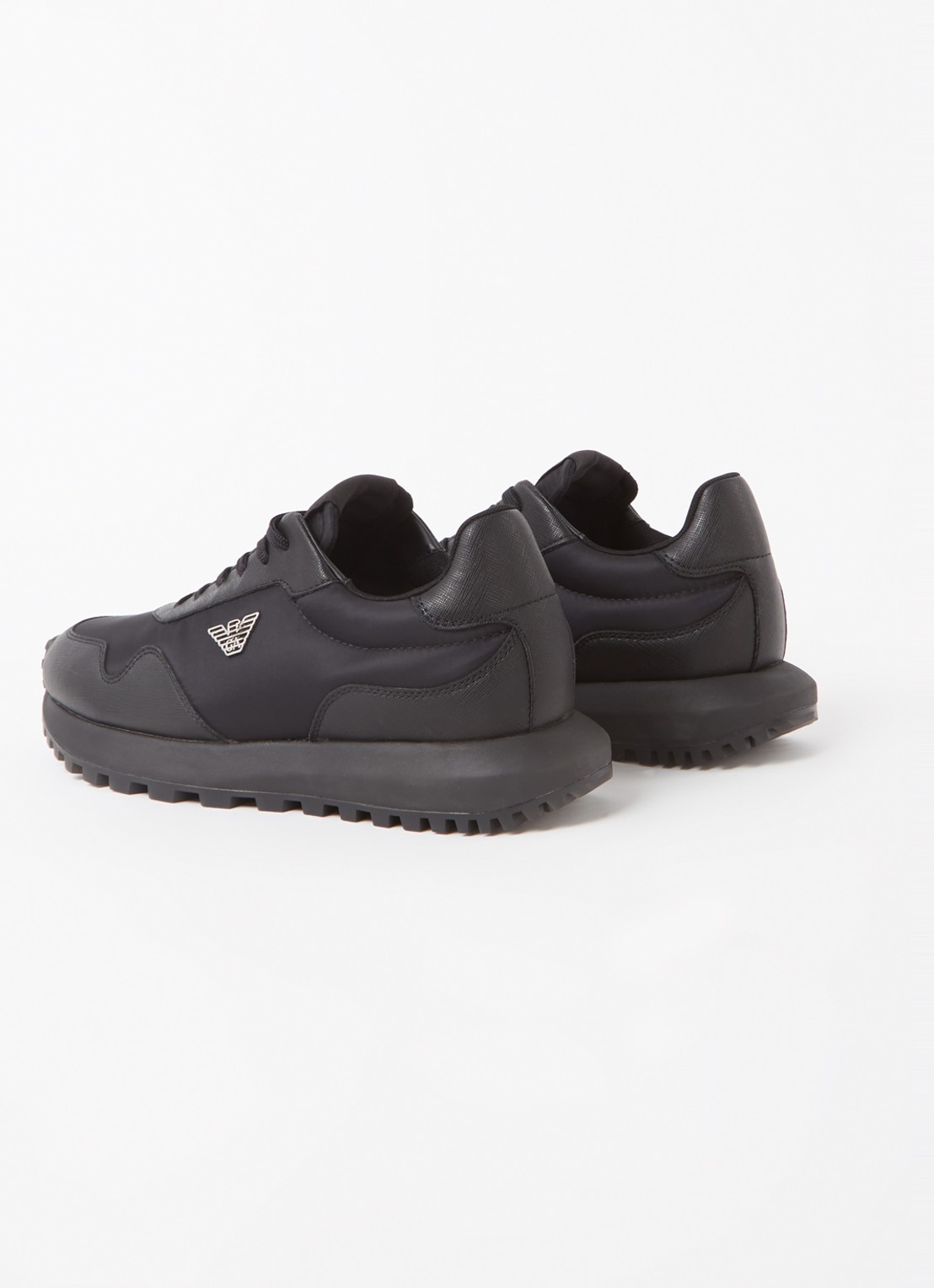 Armani Sneaker met kalfsleren details en logo - detail 2 zwart