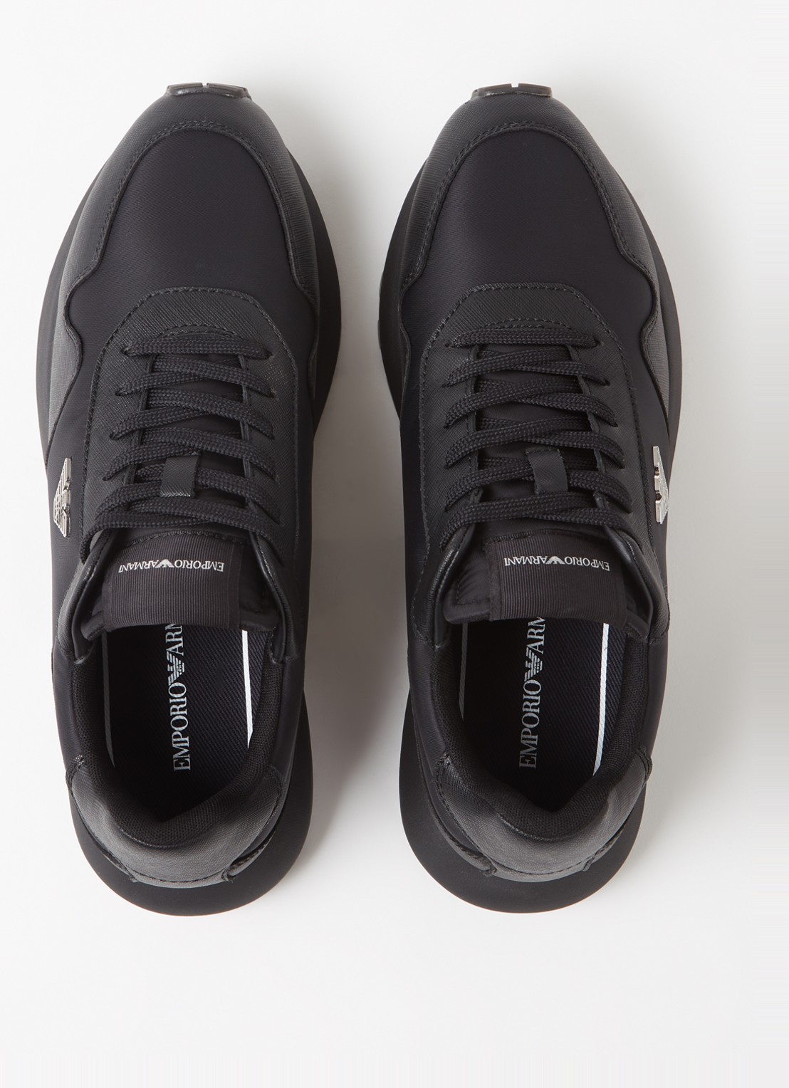 Armani Sneaker met kalfsleren details en logo - detail 3 zwart