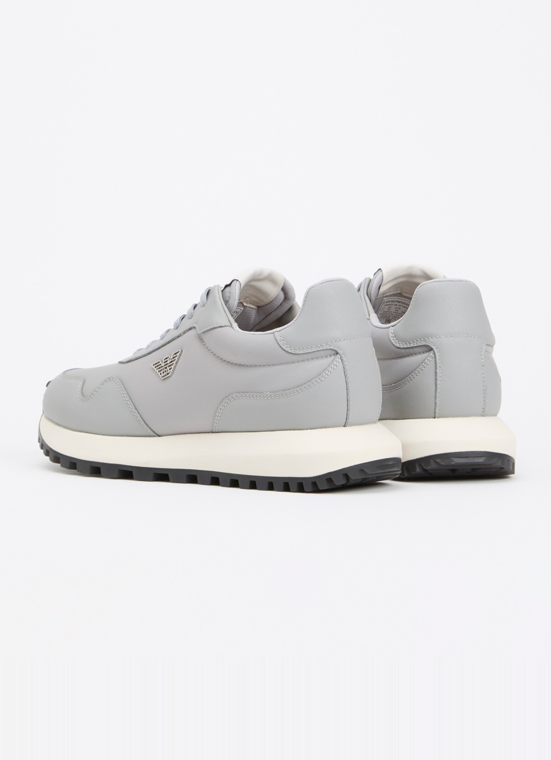 Armani Sneaker met leren details - achterkant 5 lichtgrijs