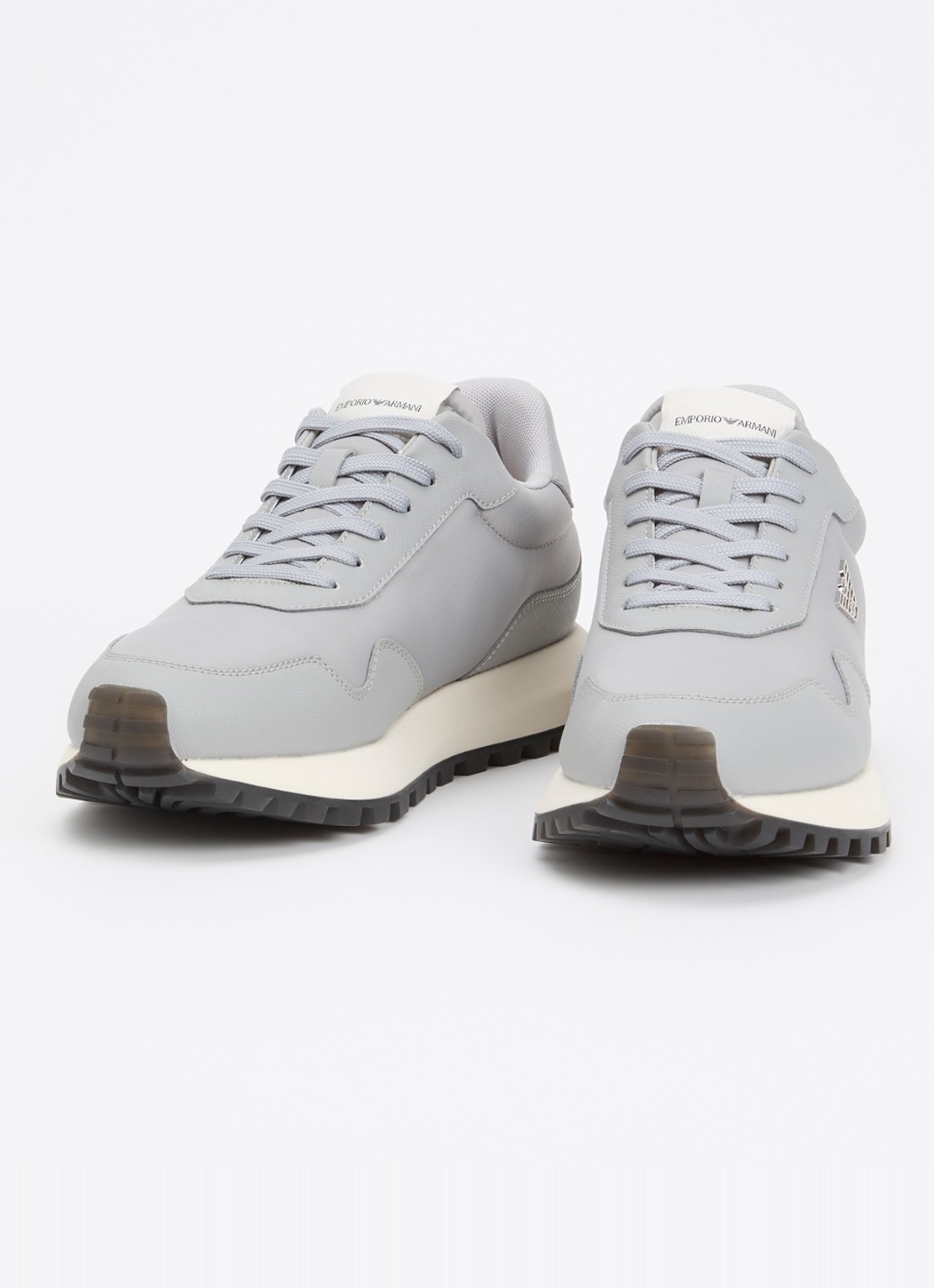 Armani Sneaker met leren details - detail 2 lichtgrijs