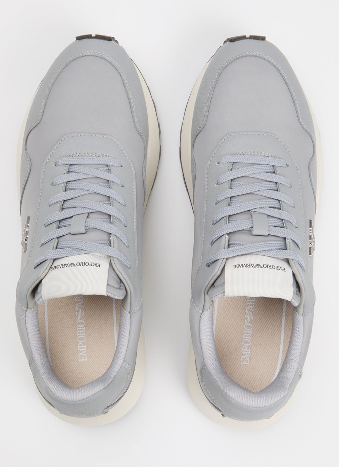 Armani Sneaker met leren details - detail 3 lichtgrijs