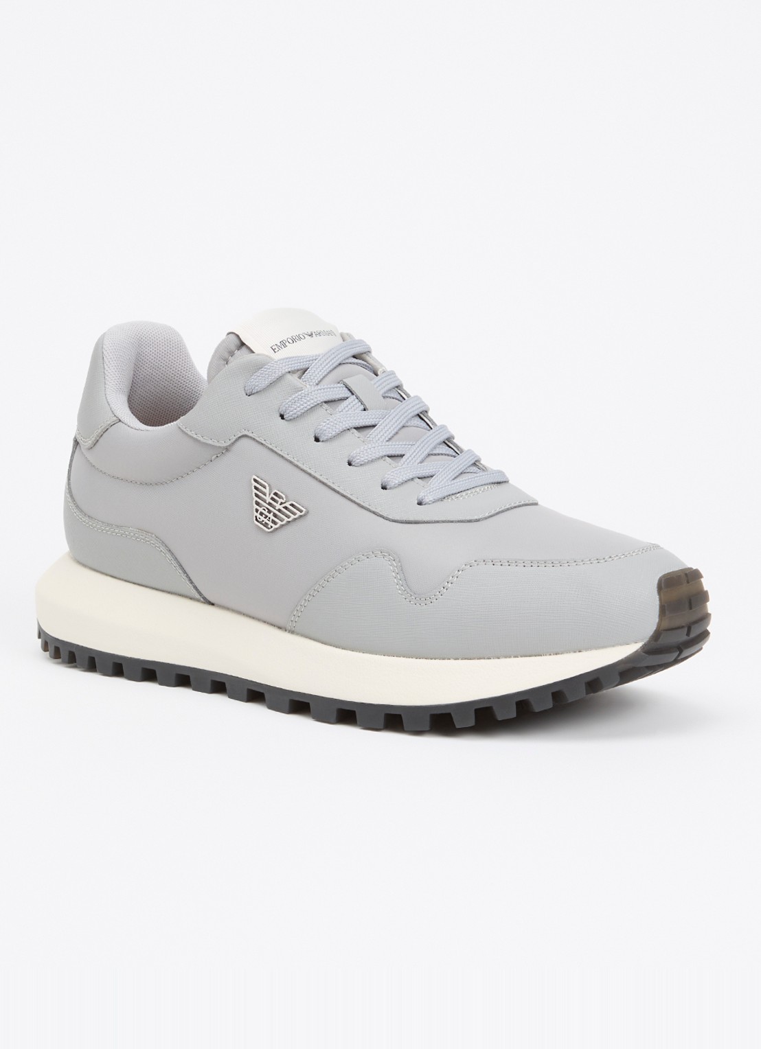 Armani Sneaker met leren details - voorkant lichtgrijs
