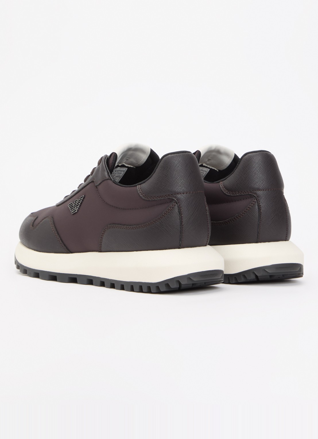 Armani Sneaker met leren details - achterkant 4 donkerbruin