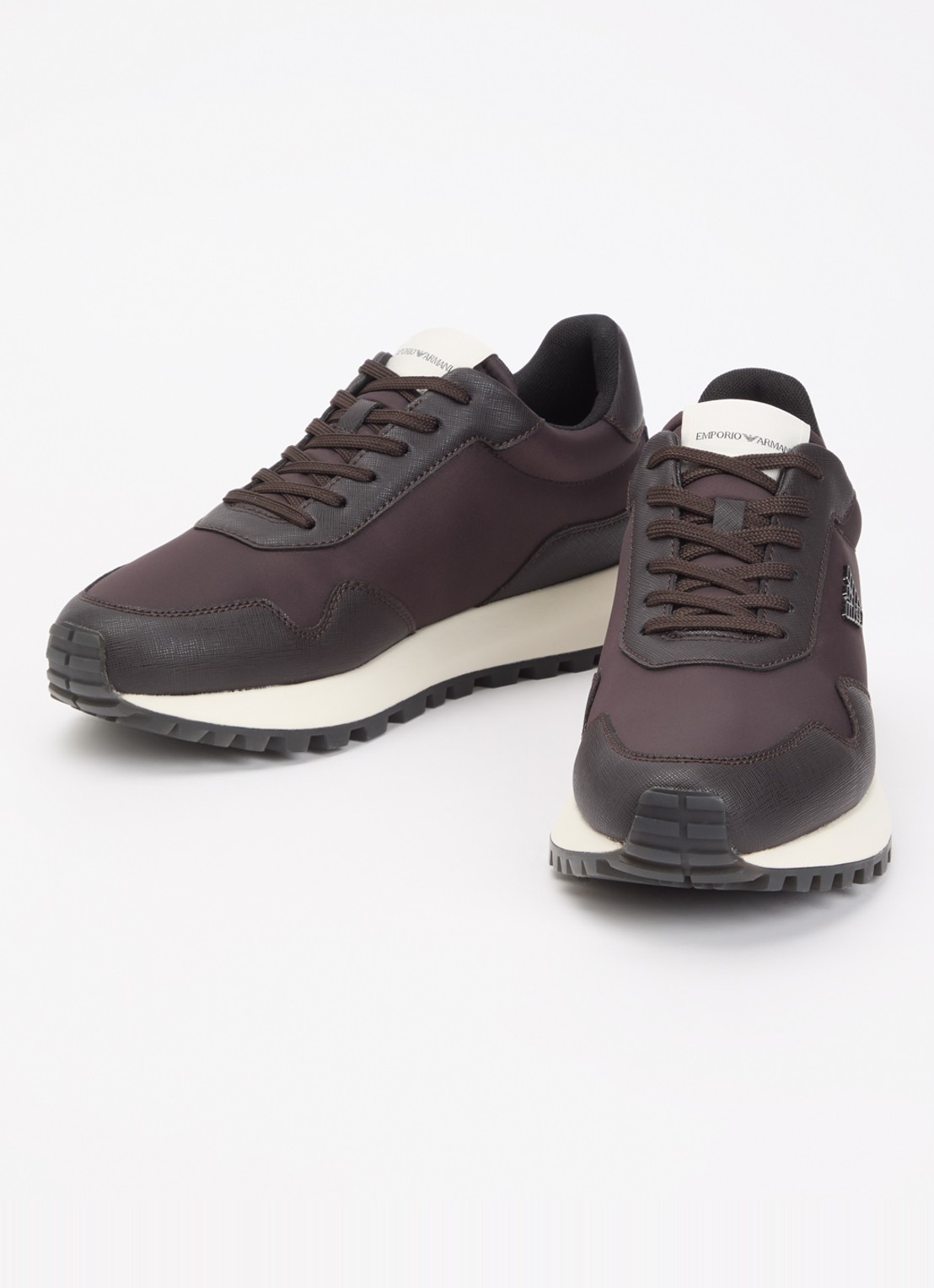 Armani Sneaker met leren details - detail donkerbruin
