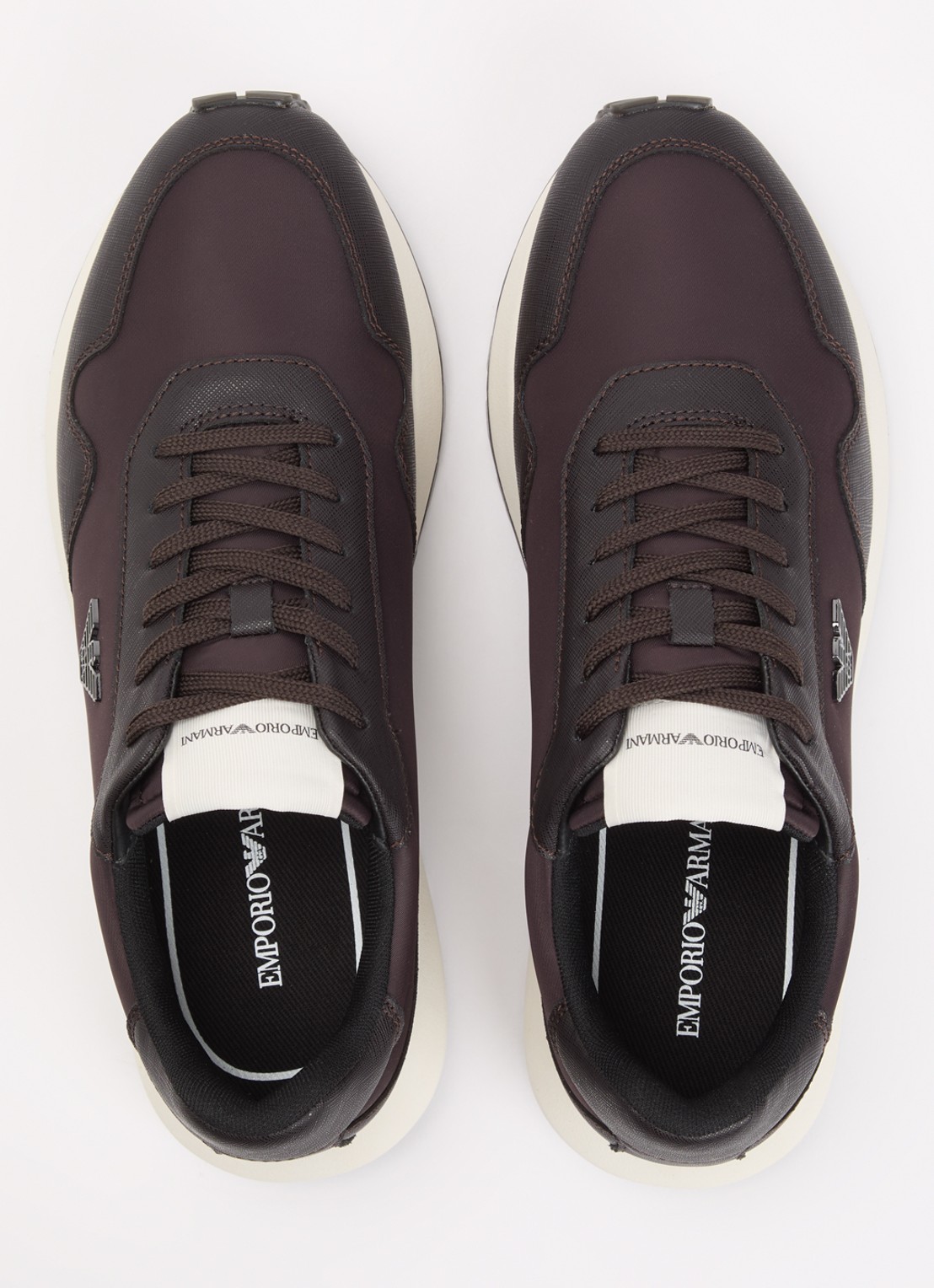 Armani Sneaker met leren details - detail 2 donkerbruin