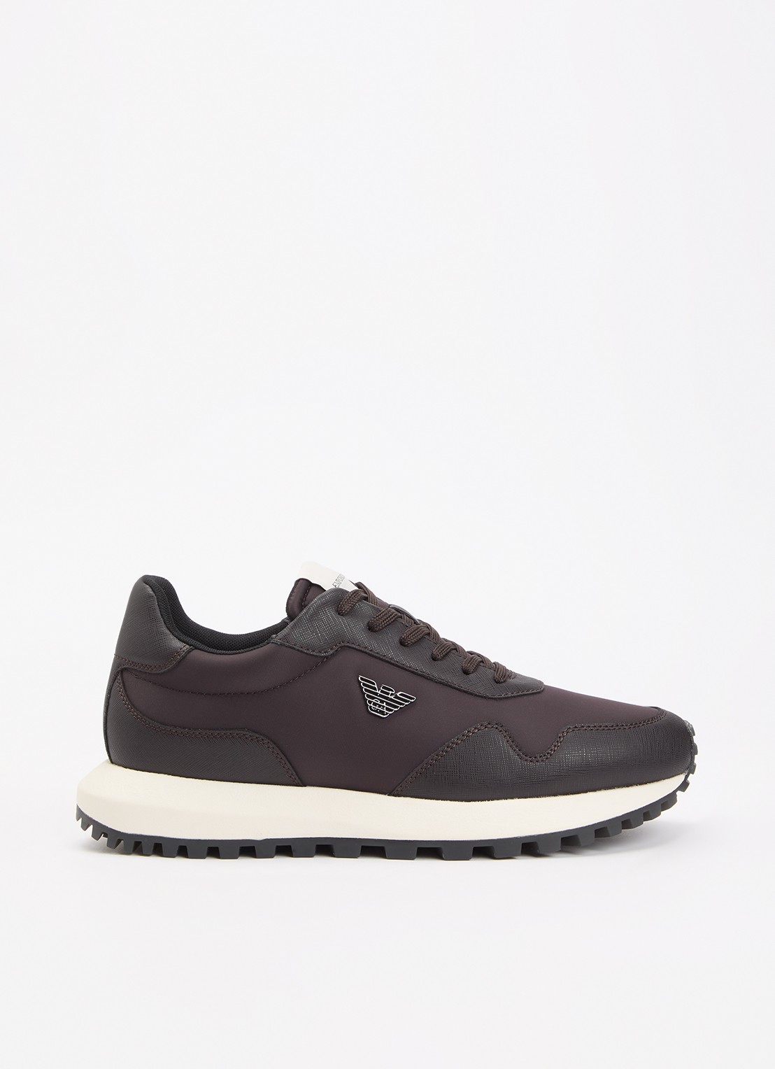 Armani Sneaker met leren details - voorkant 5 donkerbruin