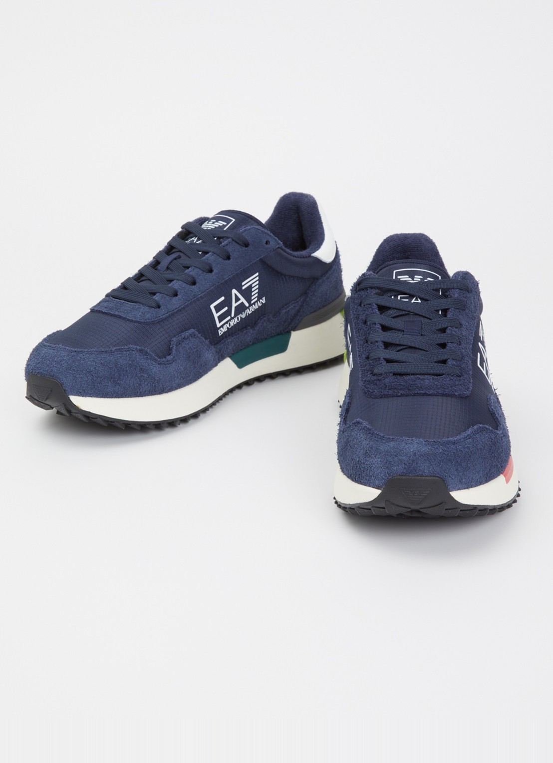 Armani Sneaker met logo en suède details - detail indigo