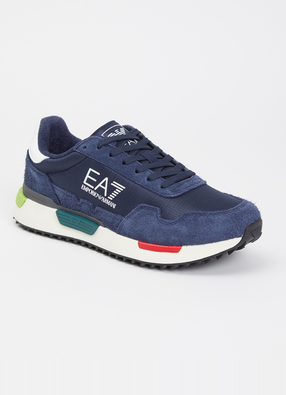 Armani Sneaker met logo en suède details - voorkant 5 indigo