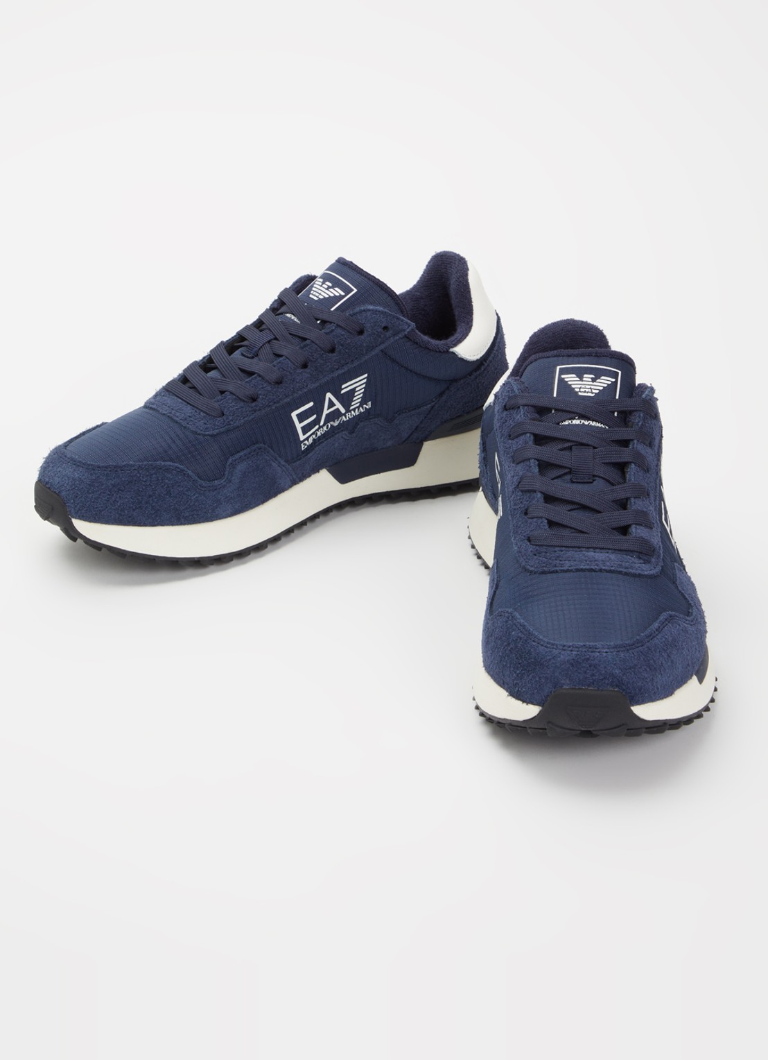 Armani Sneaker met logo en suède details - detail donkerblauw