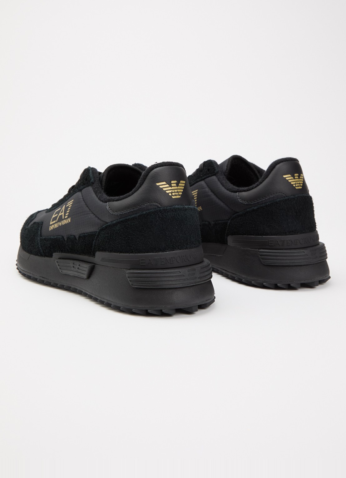 Armani Sneaker met logo en suède details - achterkant 4 zwart