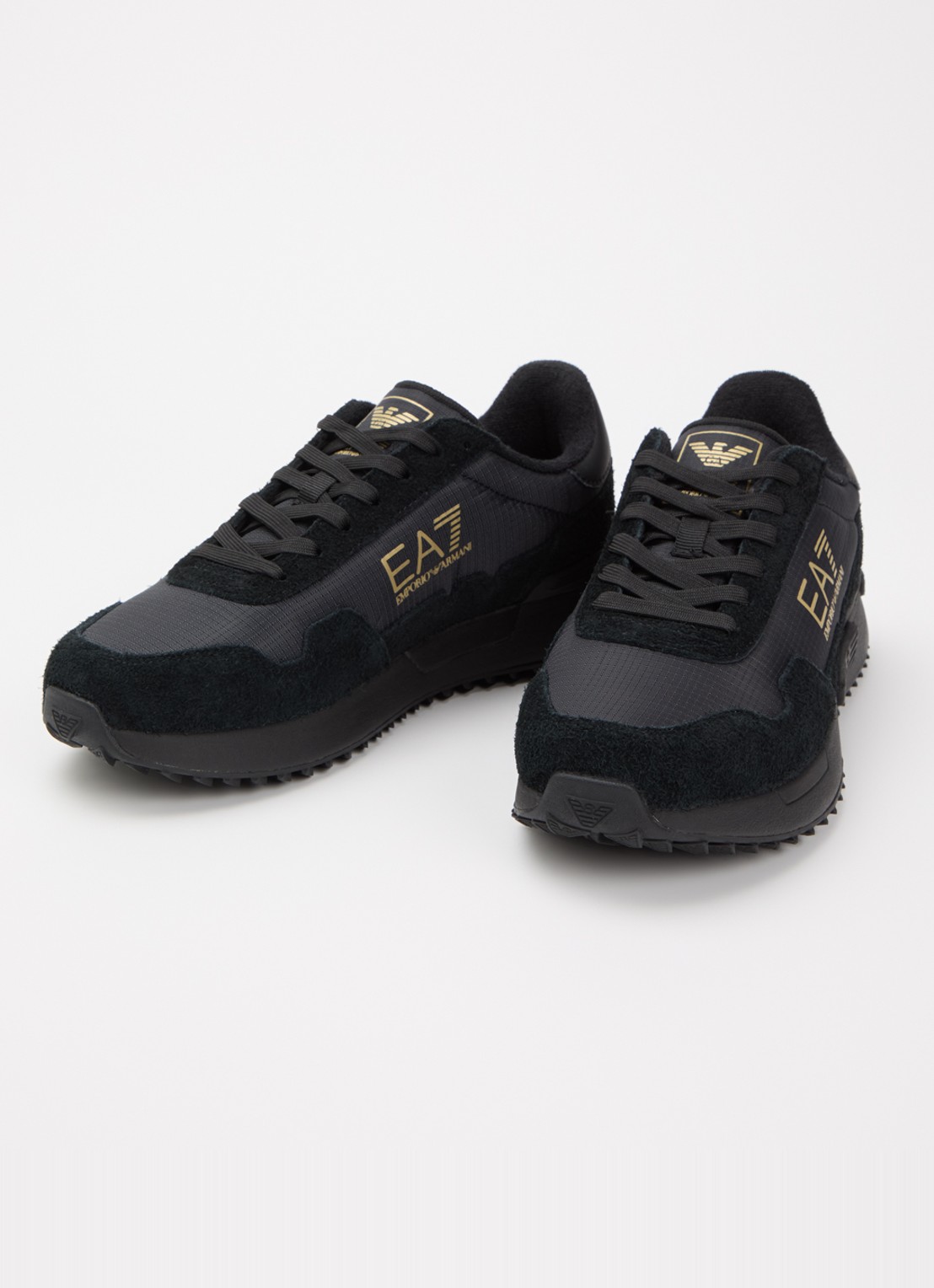 Armani Sneaker met logo en suède details - detail zwart