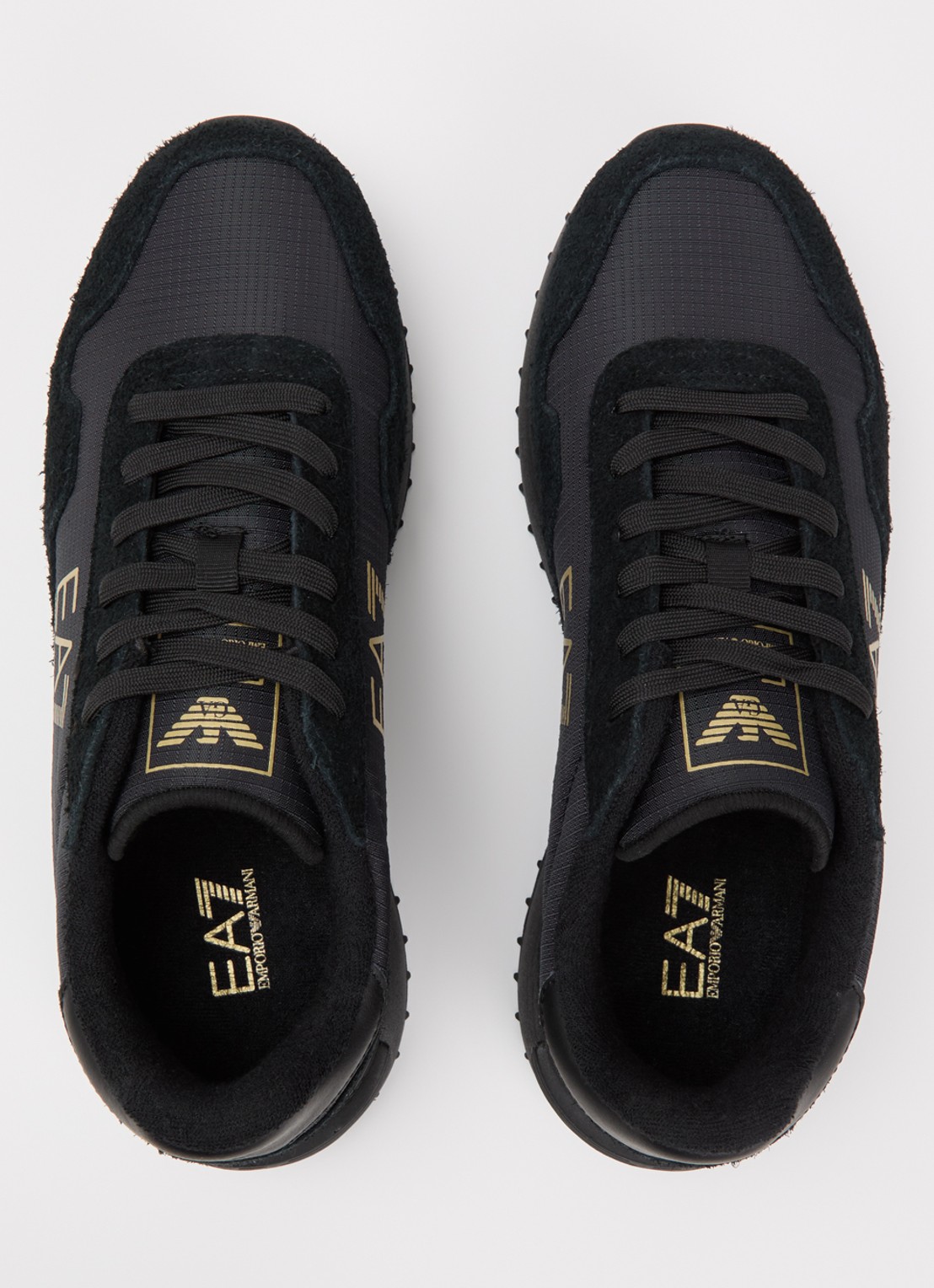 Armani Sneaker met logo en suède details - detail 2 zwart