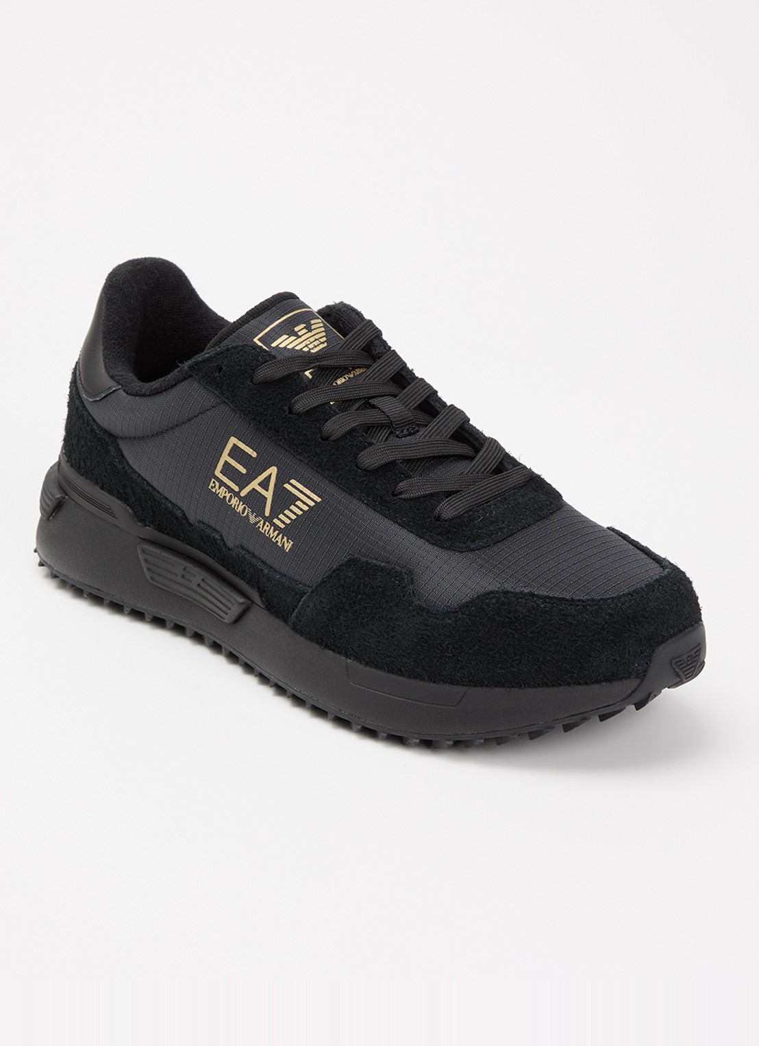 Armani Sneaker met logo en suède details - voorkant 5 zwart