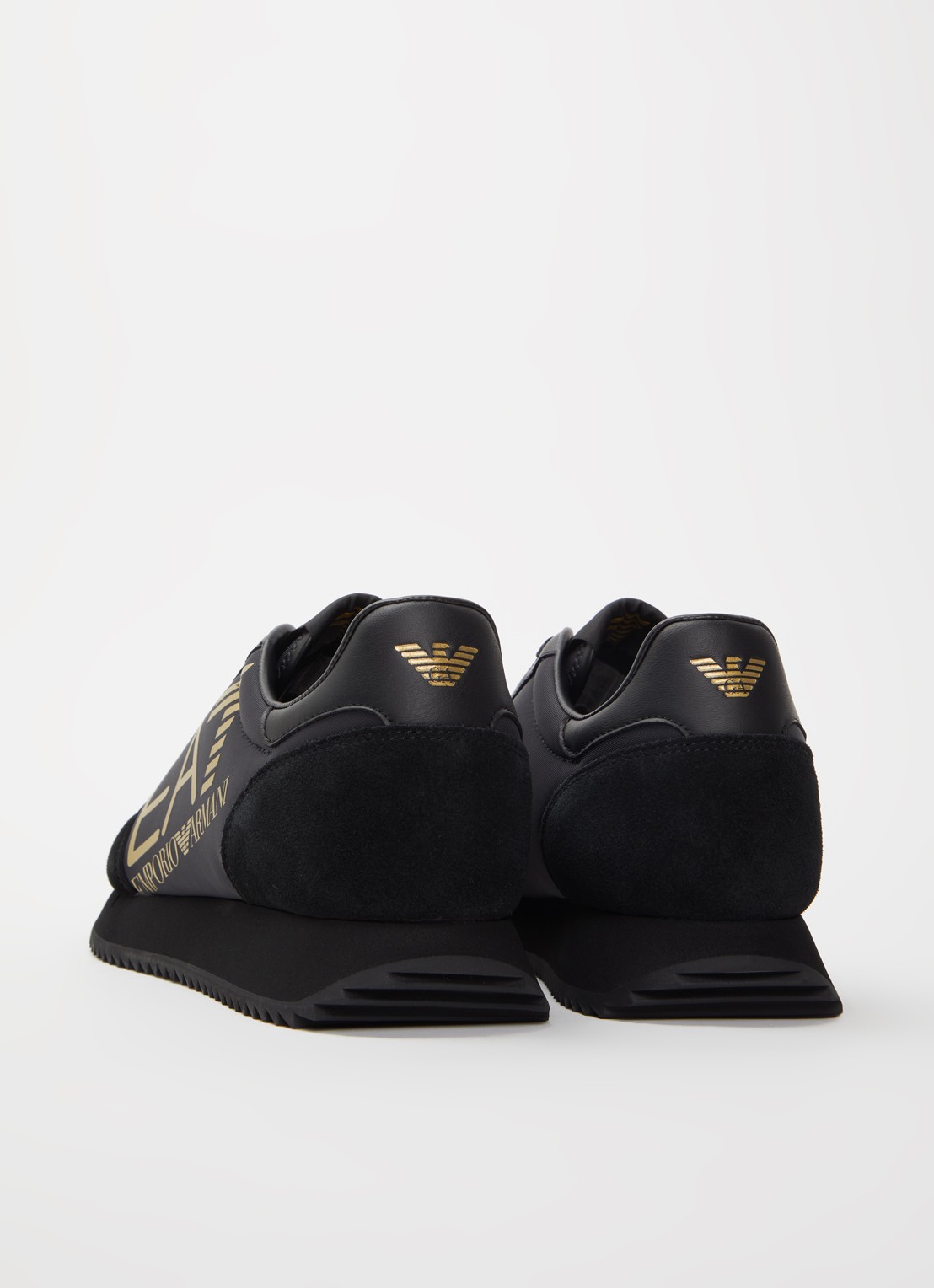 Armani Sneaker met logo en suède details - achterkant zwart