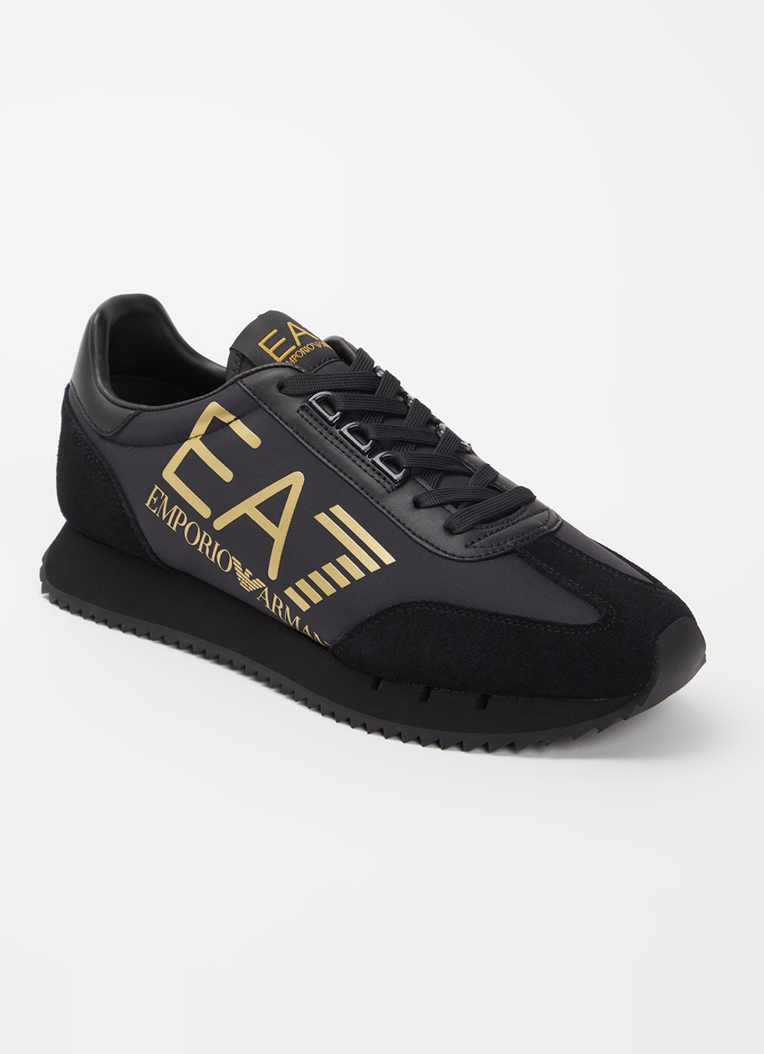 Armani Sneaker met logo en suède details - voorkant 2 zwart