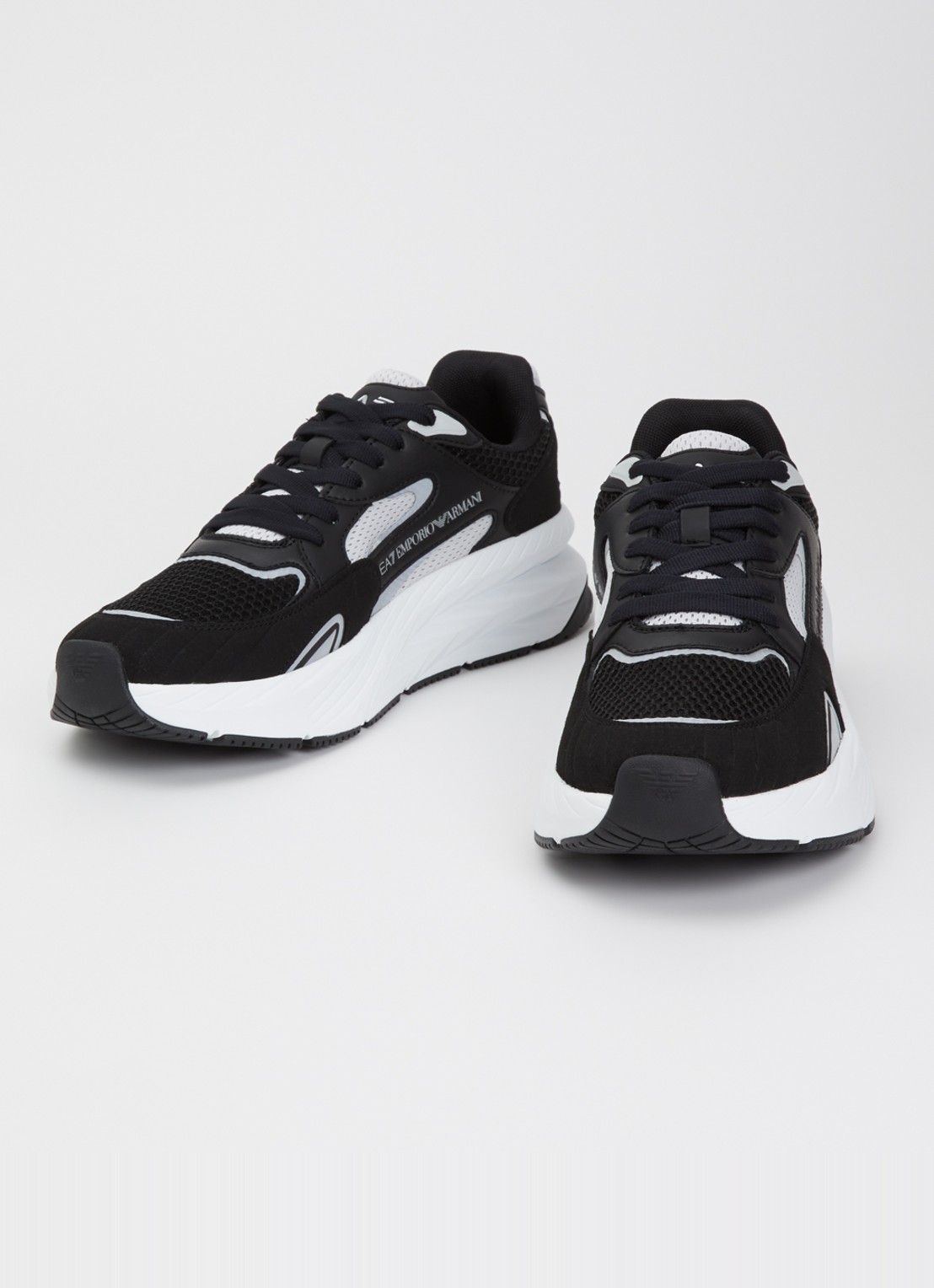 Armani Sneaker met mesh details en logo - detail zwart