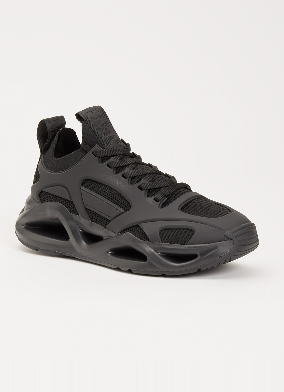 Armani Sneaker met mesh details en logo - voorkant 2 zwart