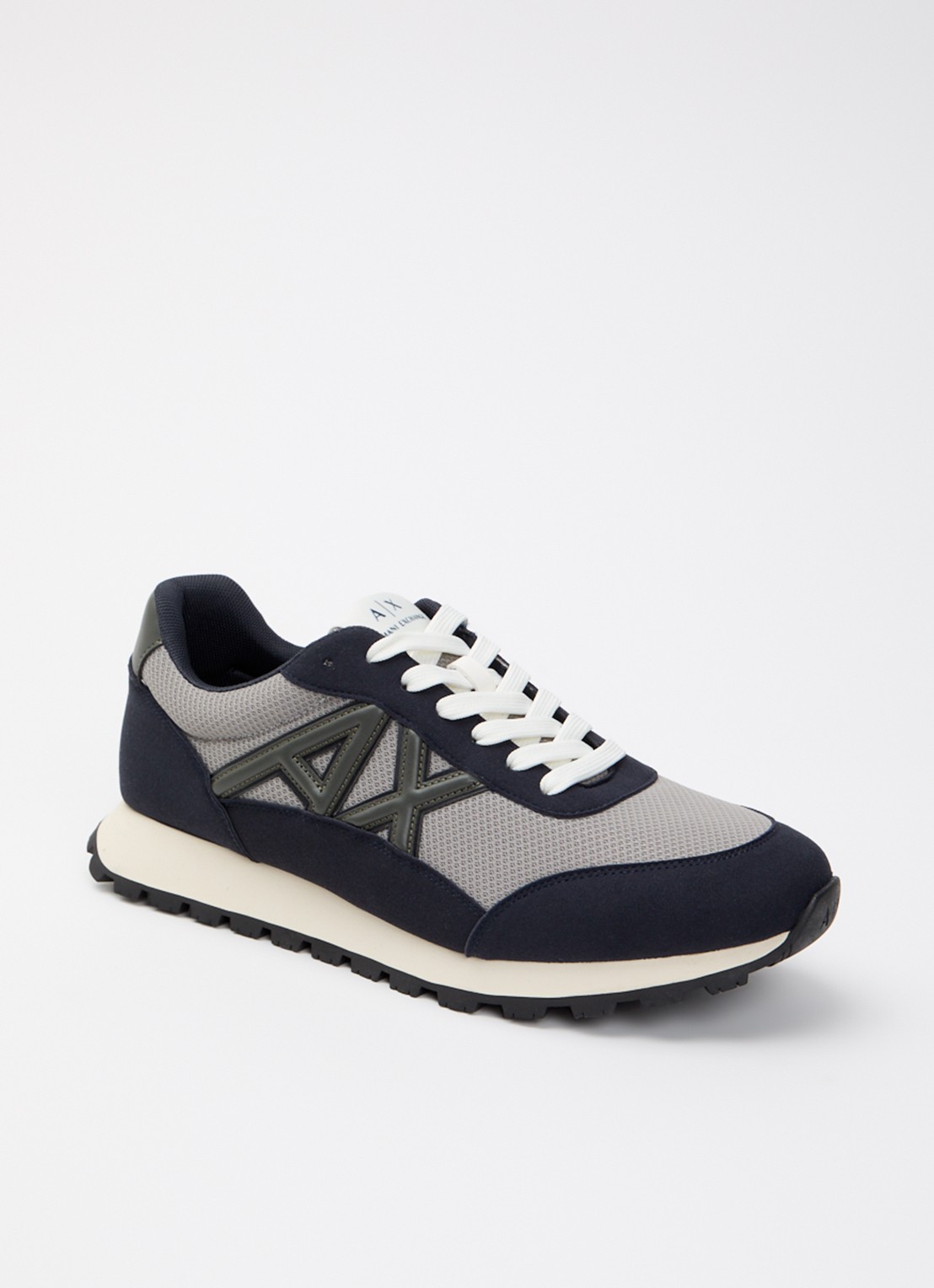 Armani Sneaker met mesh details en logo - voorkant 5 donkerblauw