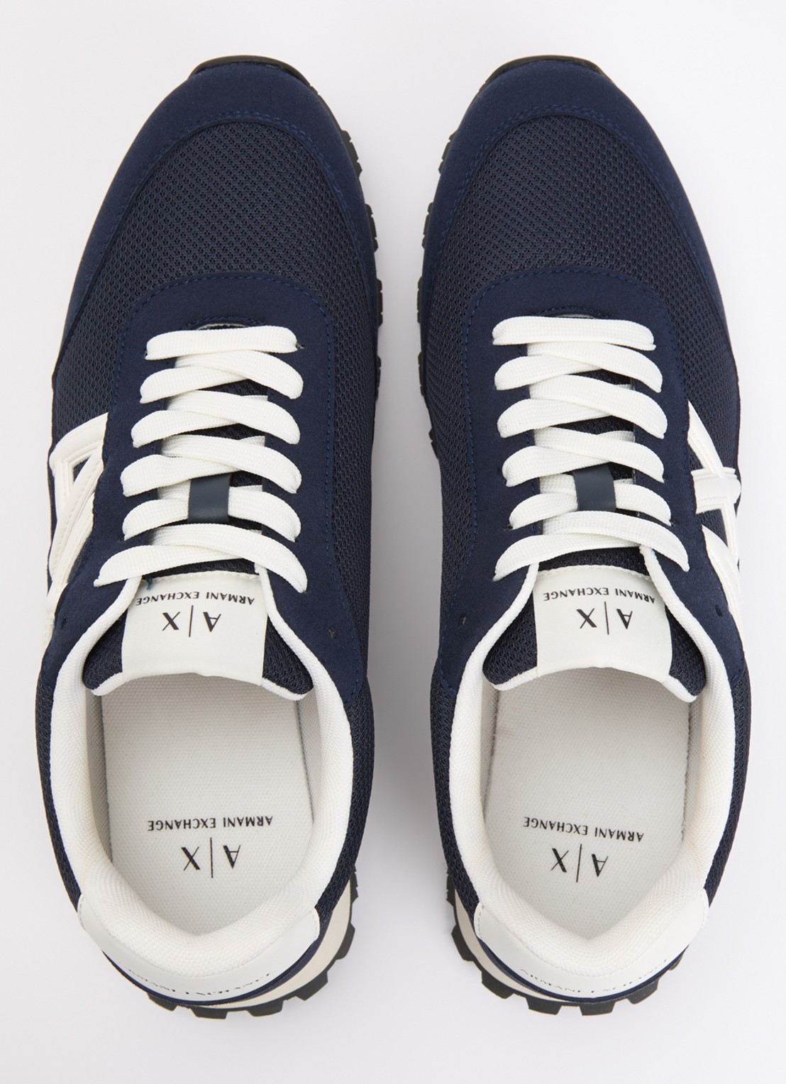 Armani Sneaker met mesh details en logo - detail 4 donkerblauw