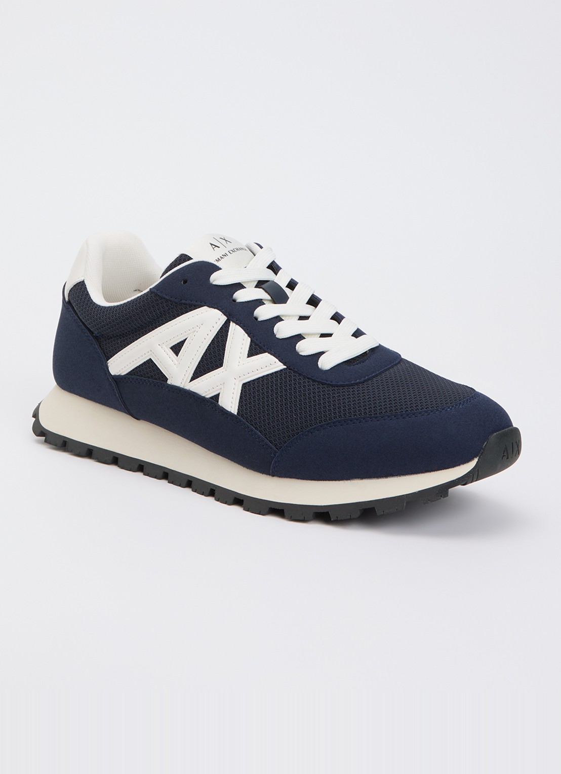 Armani Sneaker met mesh details en logo - voorkant 2 donkerblauw