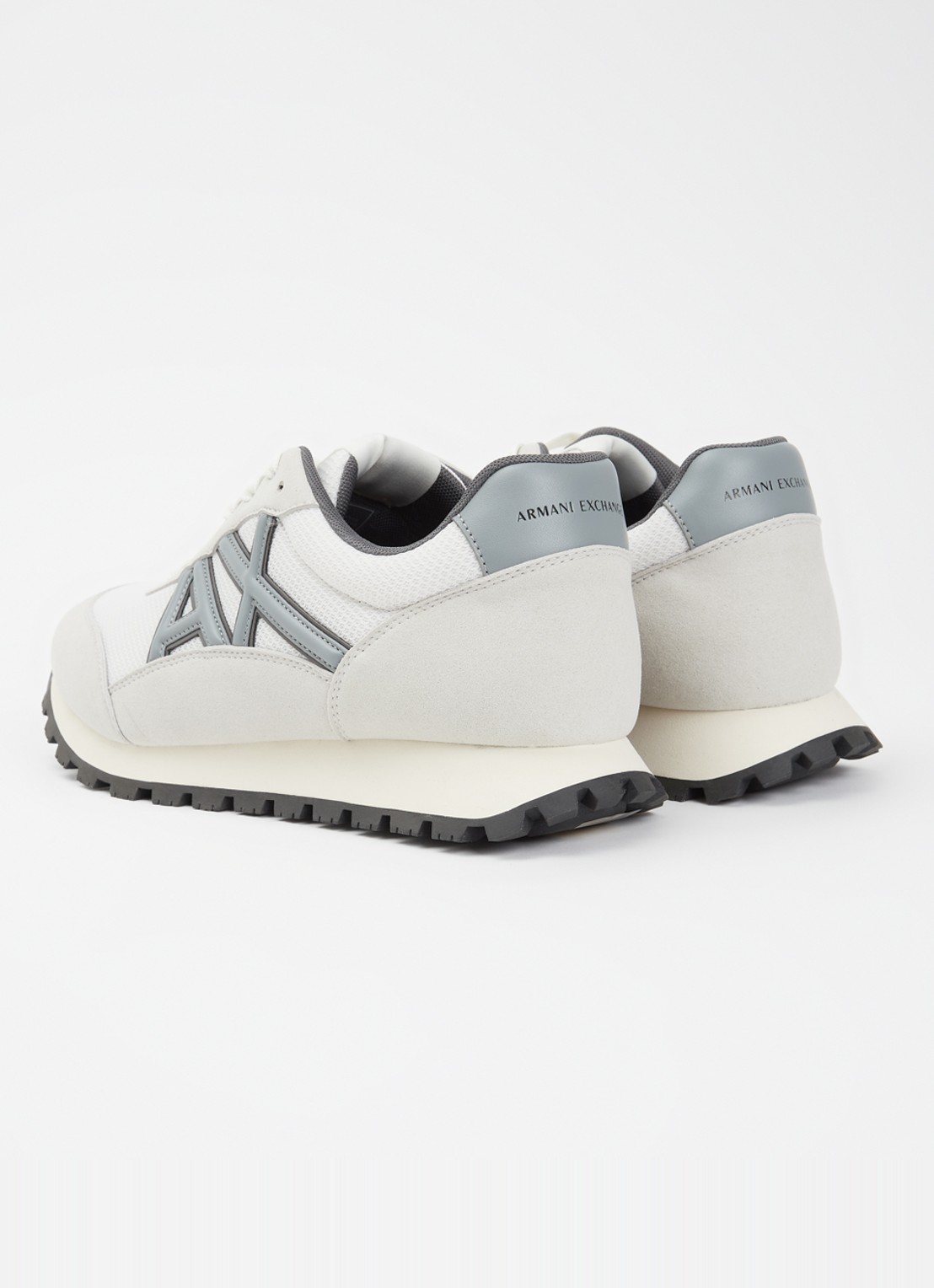 Armani Sneaker met mesh details en logo - achterkant 5 lichtgrijs