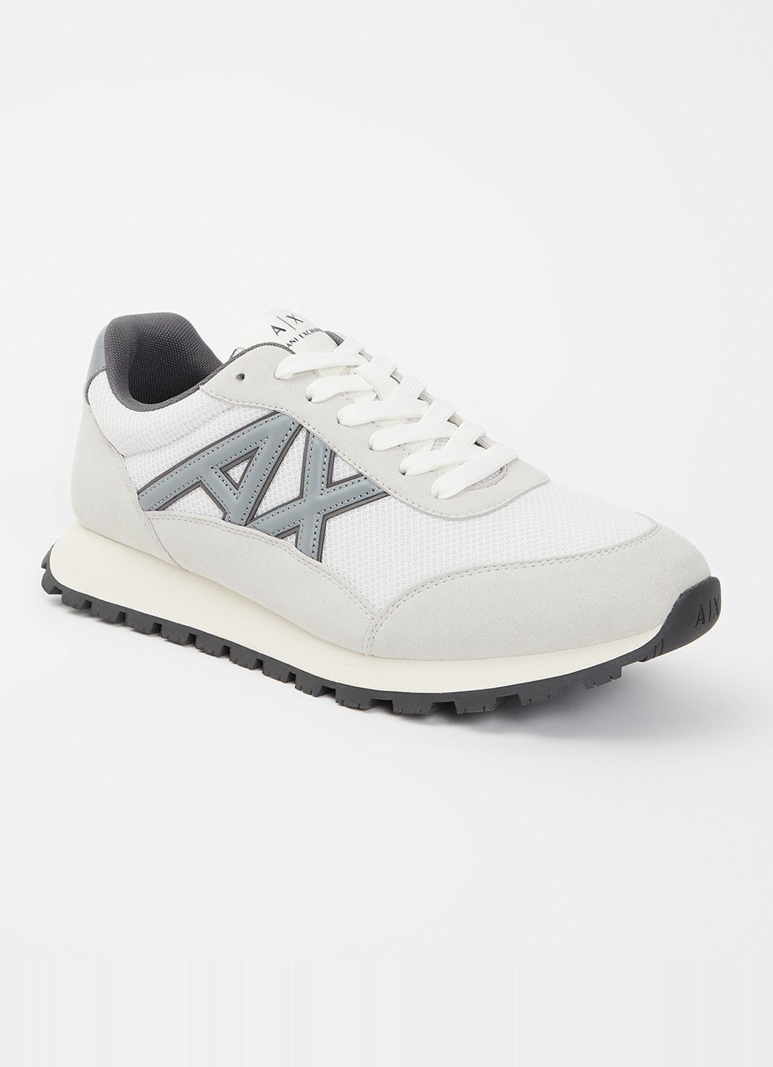 Armani Sneaker met mesh details en logo - voorkant lichtgrijs
