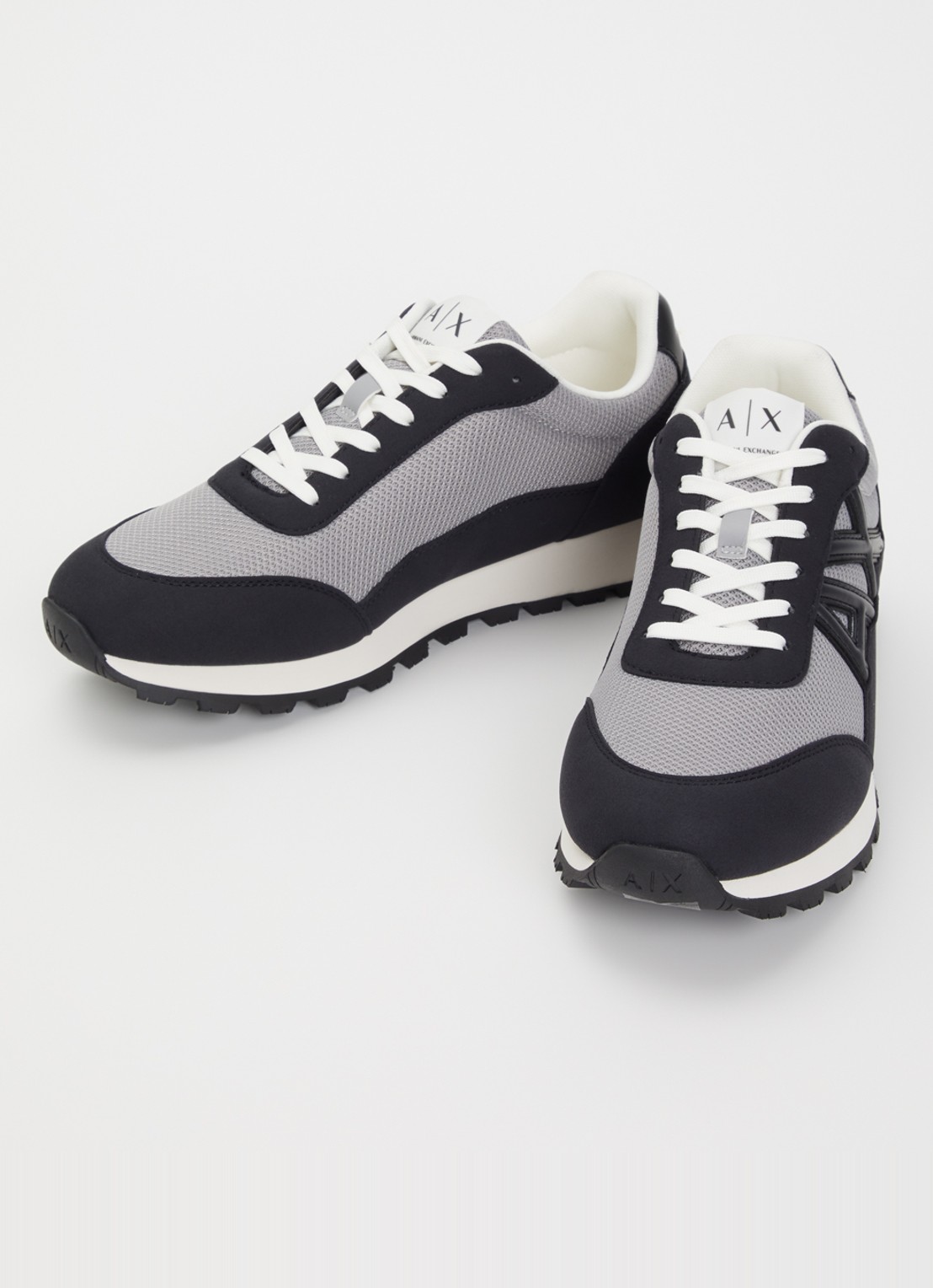 Armani Sneaker met mesh details en logo - detail middengrijs